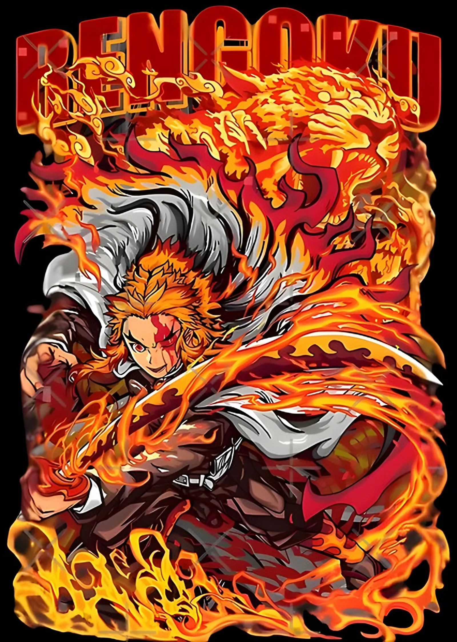 Rengoku Alevler İçinde Saldırı metal tablo