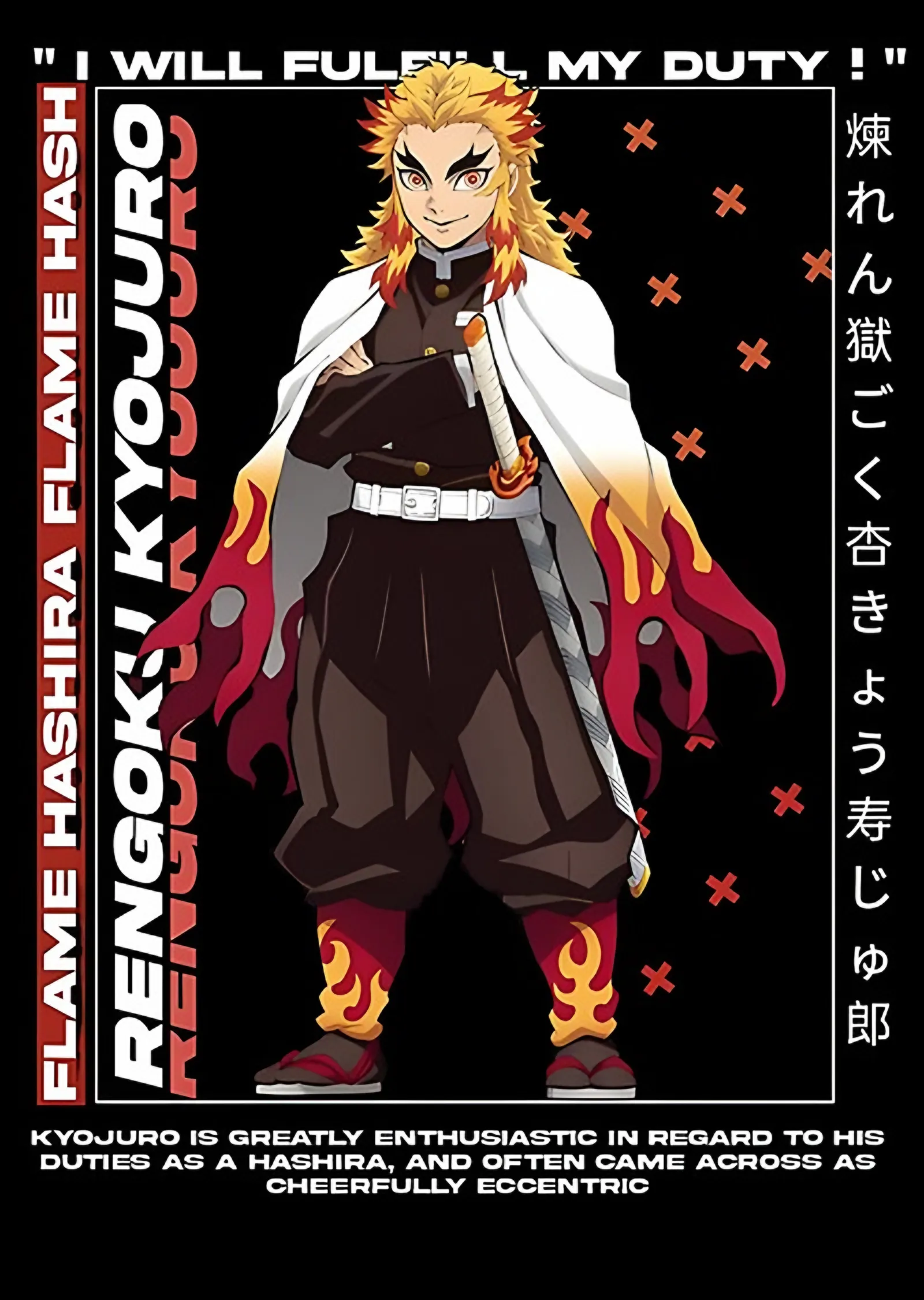 Rengoku Kyojuro Görev Yemini metal tablo