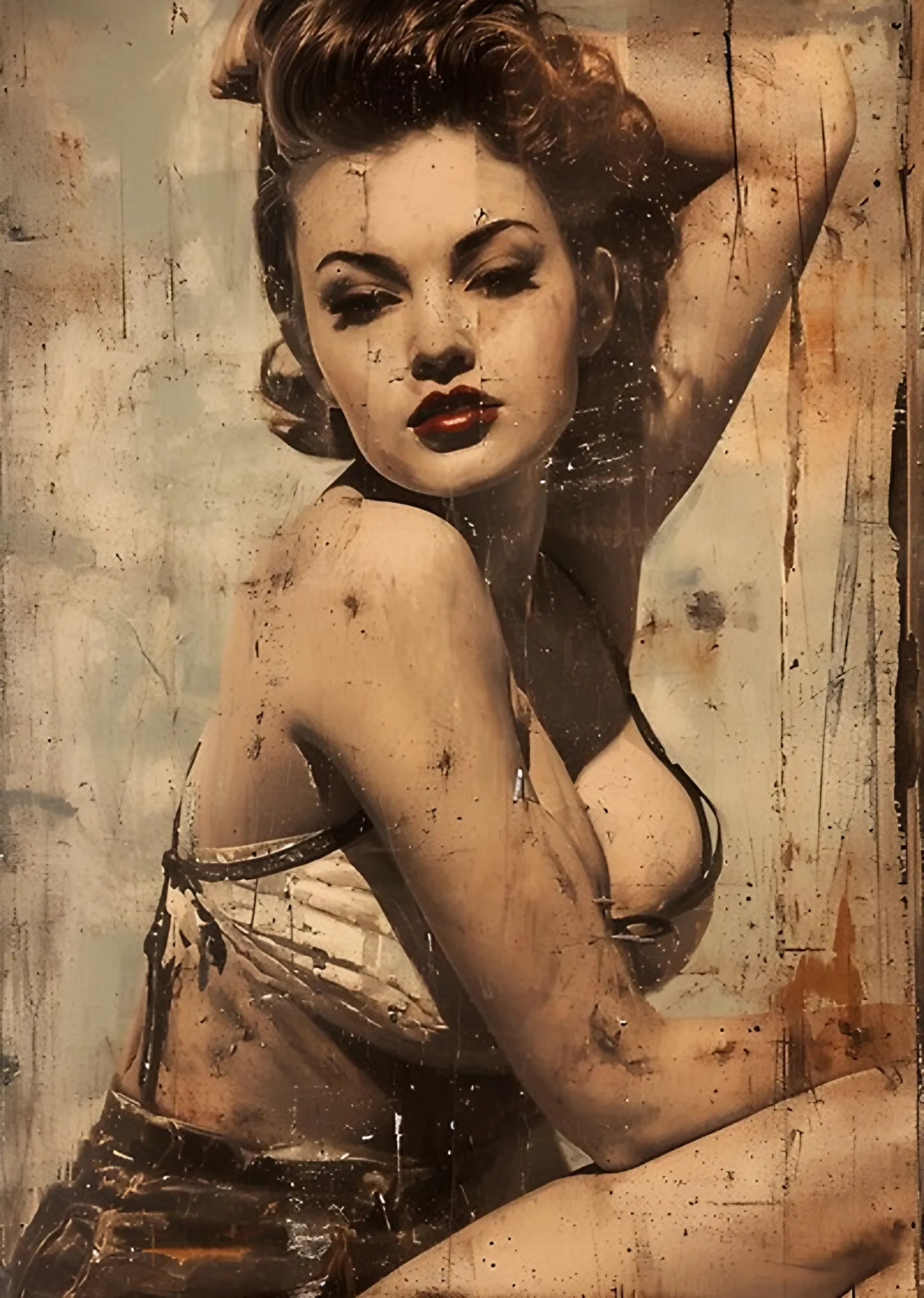 Retro Pin-Up - Duvar Dokusu metal tablo
