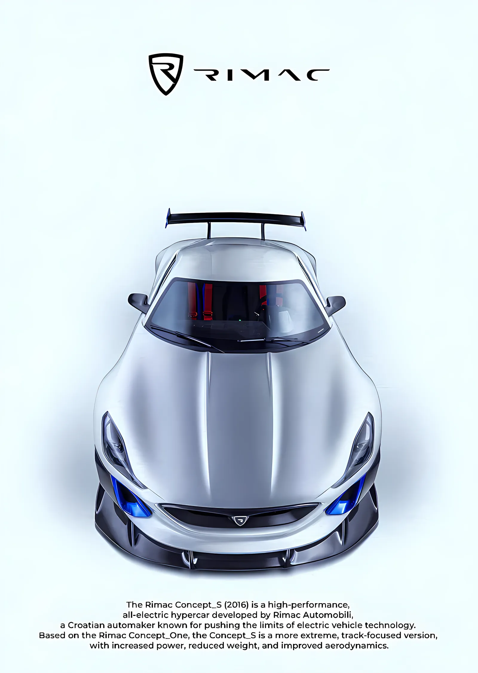 Rimac Concept S: Beyaz Zemin Künyesi metal tablo