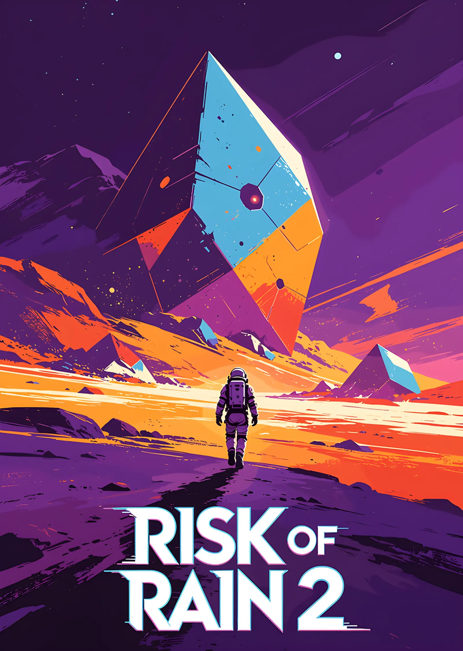 Risk of Rain 2: Mor Çölde Astronot ve Kristaller metal tablo