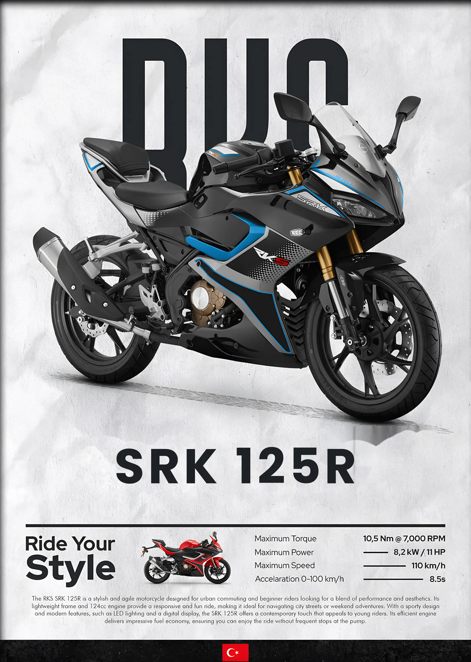 RKS SRK 125R Mavi metal tablo
