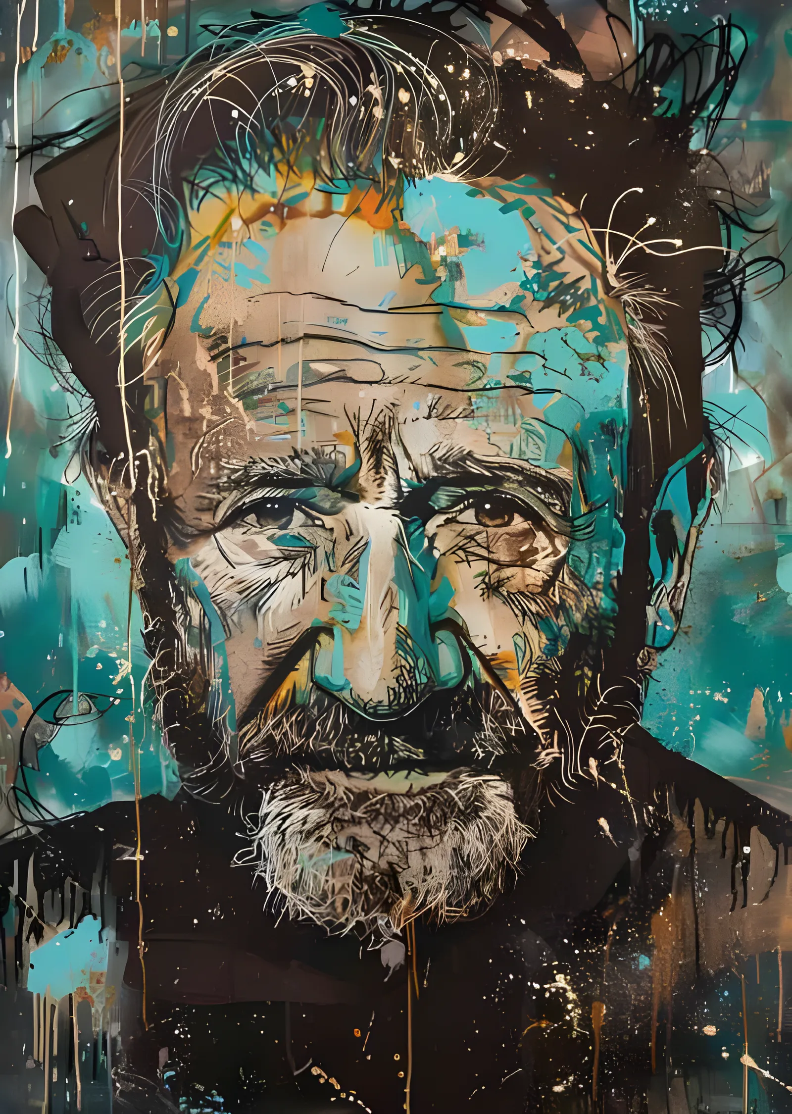 Robin Williams - Çizgi ve Sıçrama Portre metal tablo