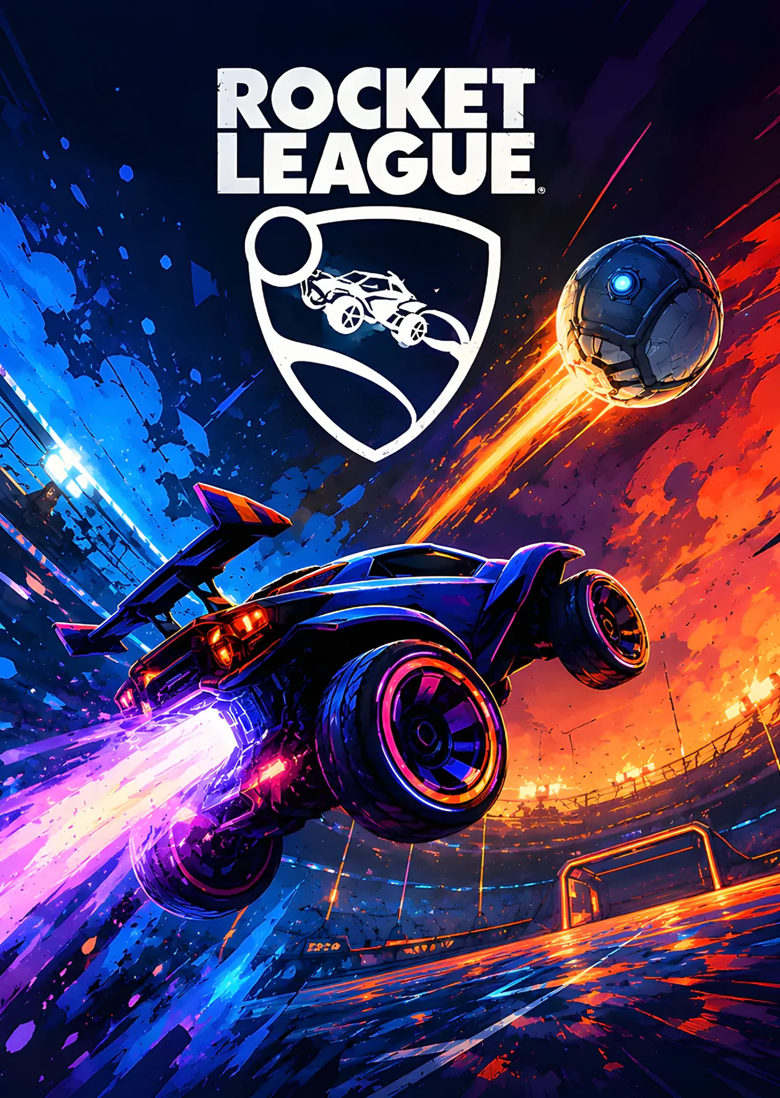 Rocket League: Mavi Kırmızı Sahada Uçan Araç metal tablo
