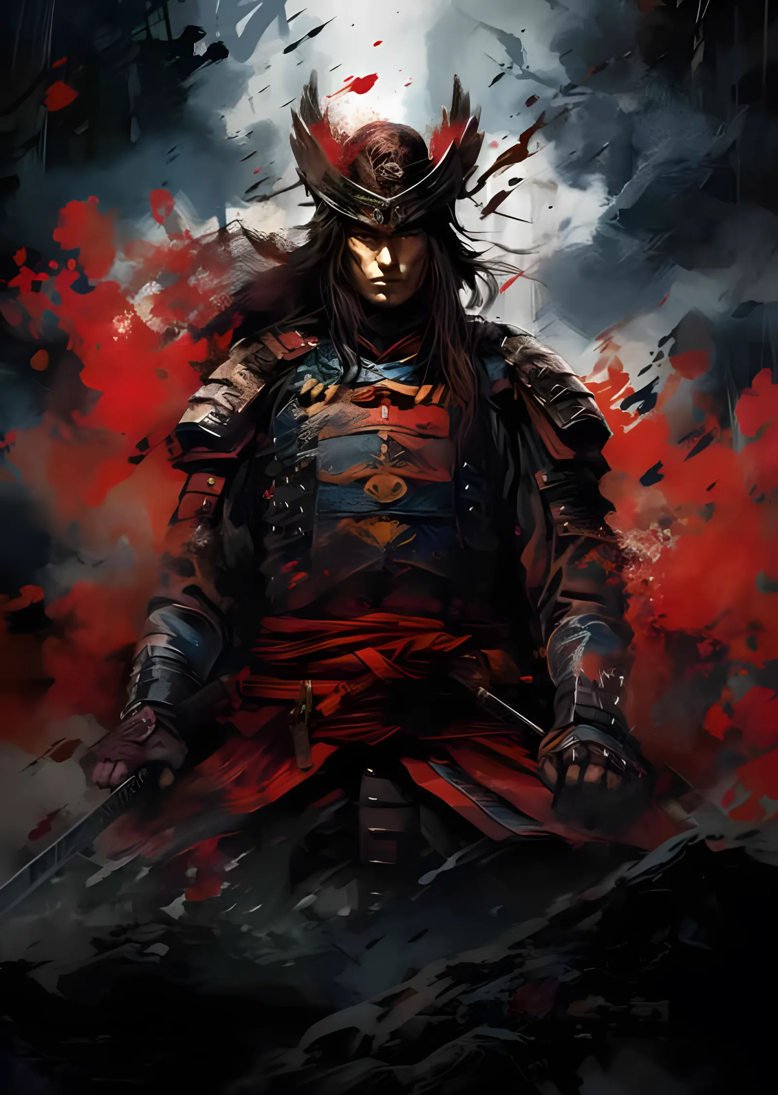 Ronin - Kızıl Sıçramalı Samuray Duruşu metal tablo