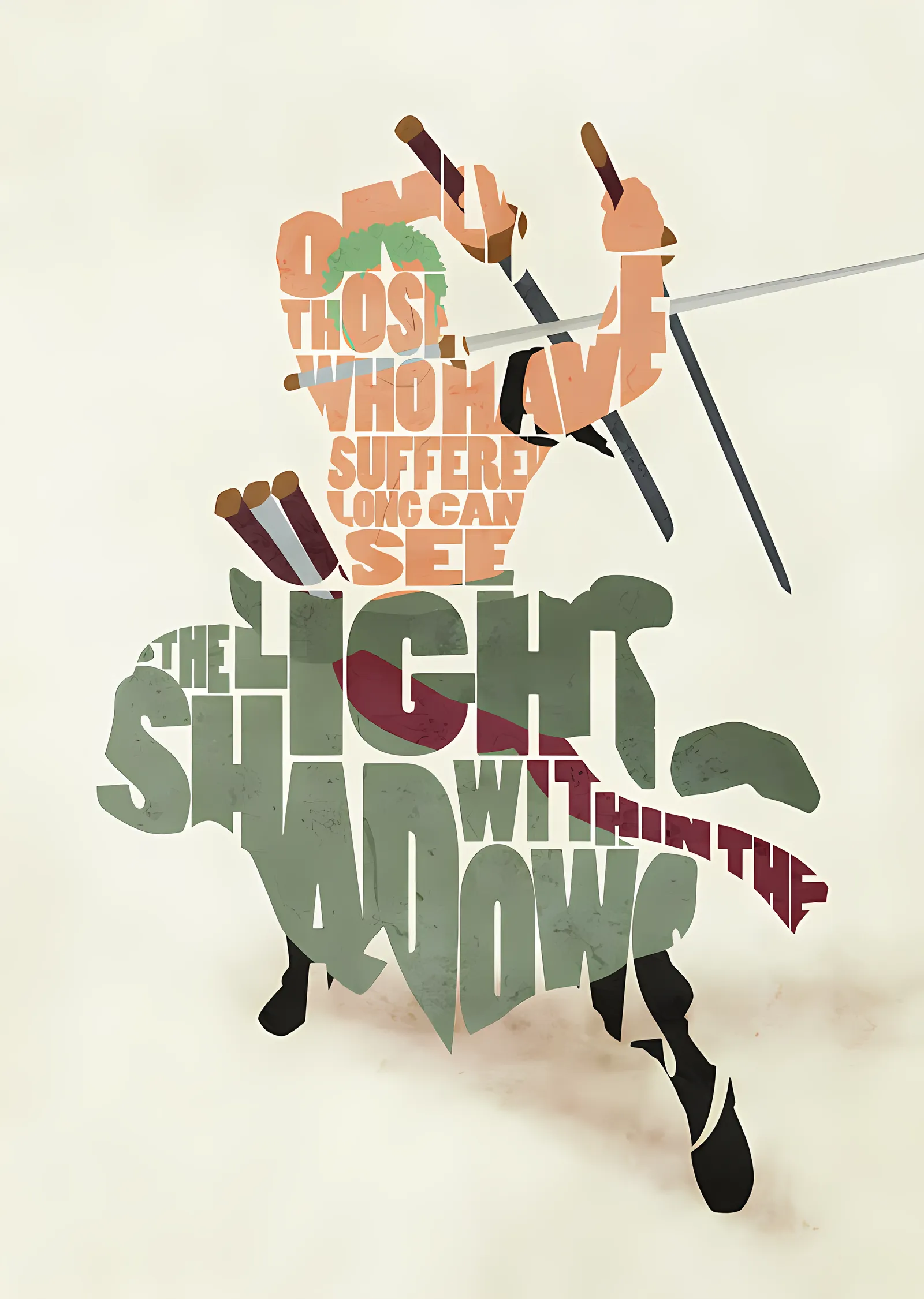 Roronoa Zoro - Tipografi metal tablo