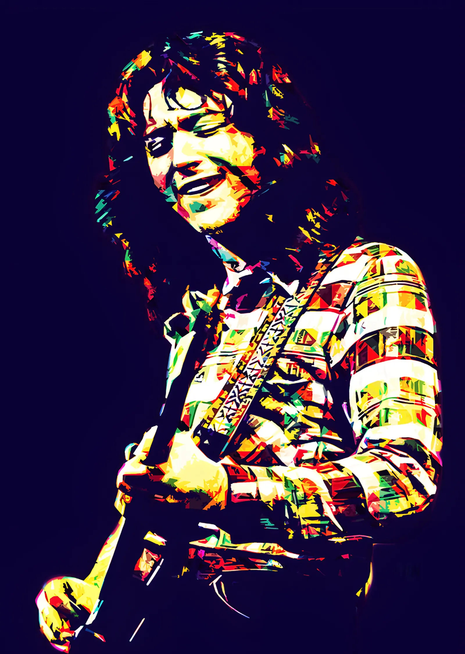 Rory Gallagher: Renkli Pop Art Gitarist metal tablo