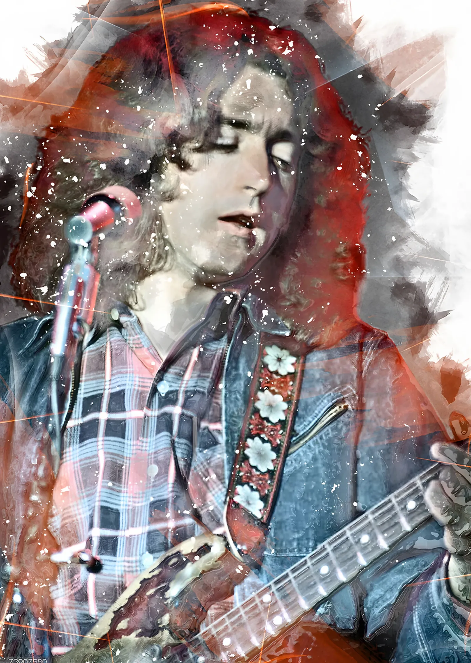 Rory Gallagher: Suluboya Sahne Portresi metal tablo