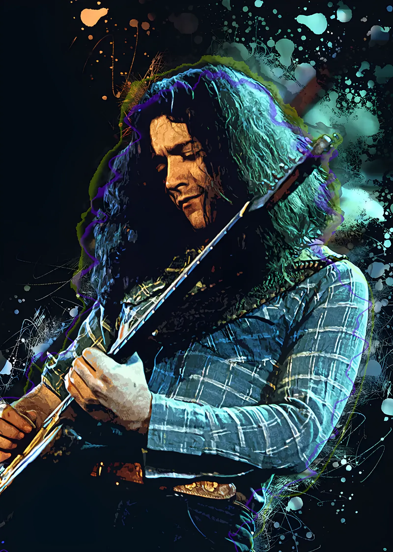 Rory Gallagher: Turkuaz Sıçramada Gitar Solosu metal tablo