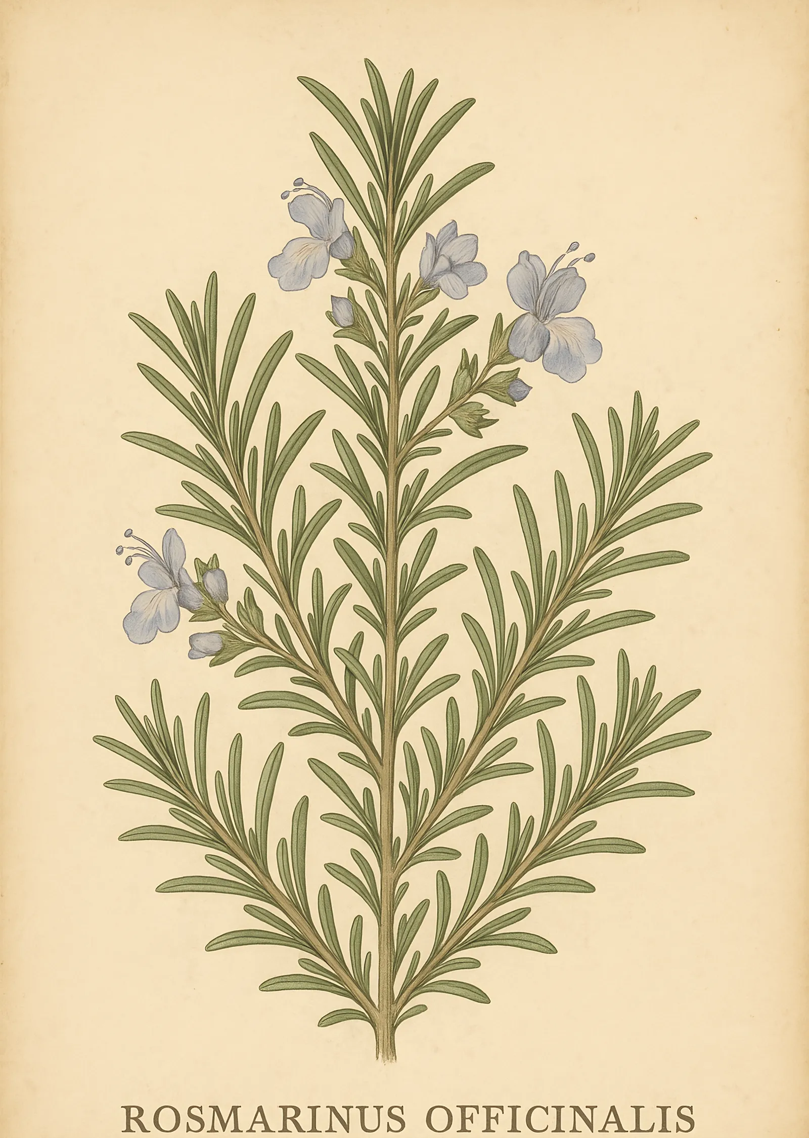 Rosmarinus Officinalis: Biberiye Botanik Levhası metal tablo