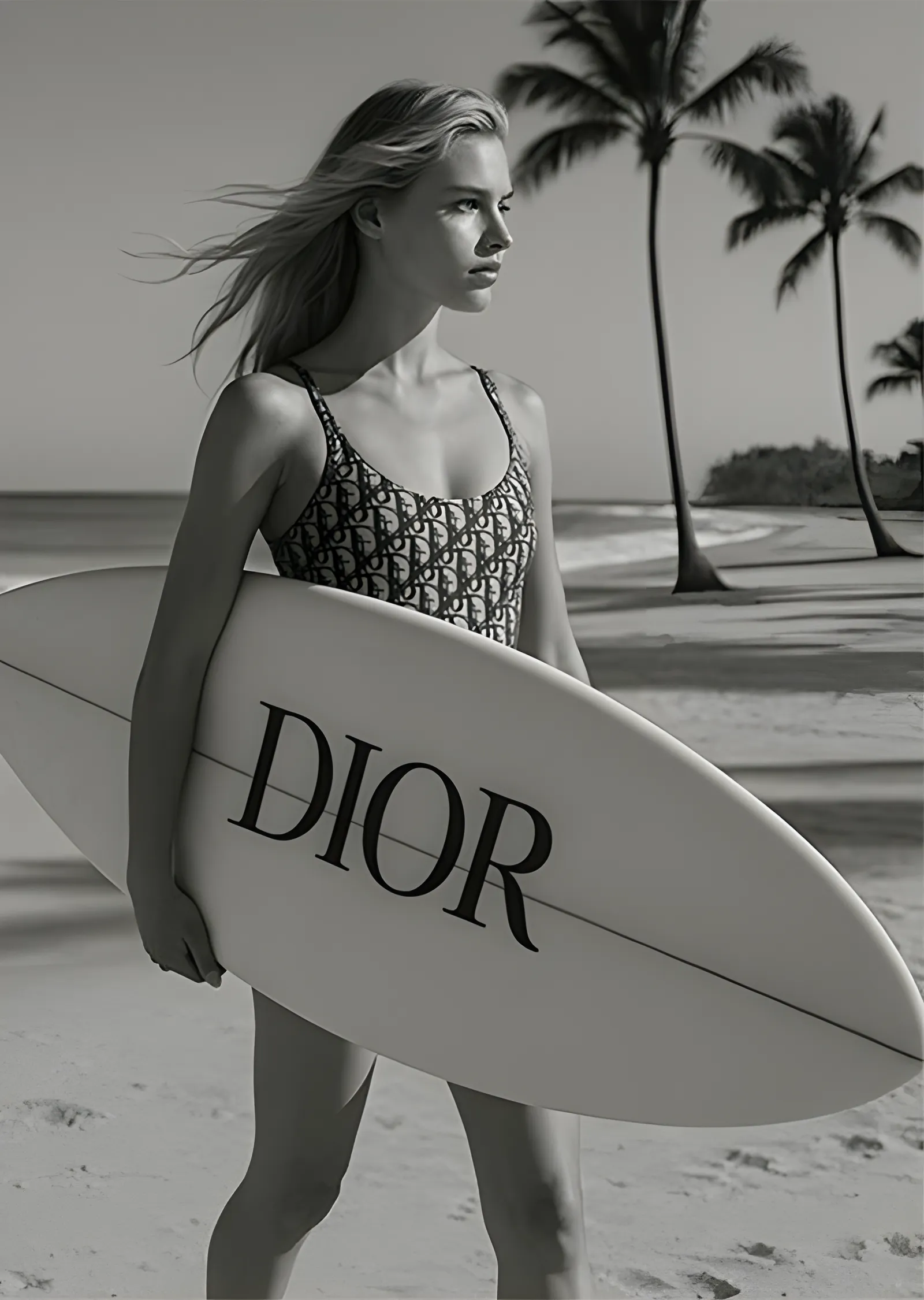 Dior: Rüzgârda Sörfçü - Uzun Tahta metal tablo