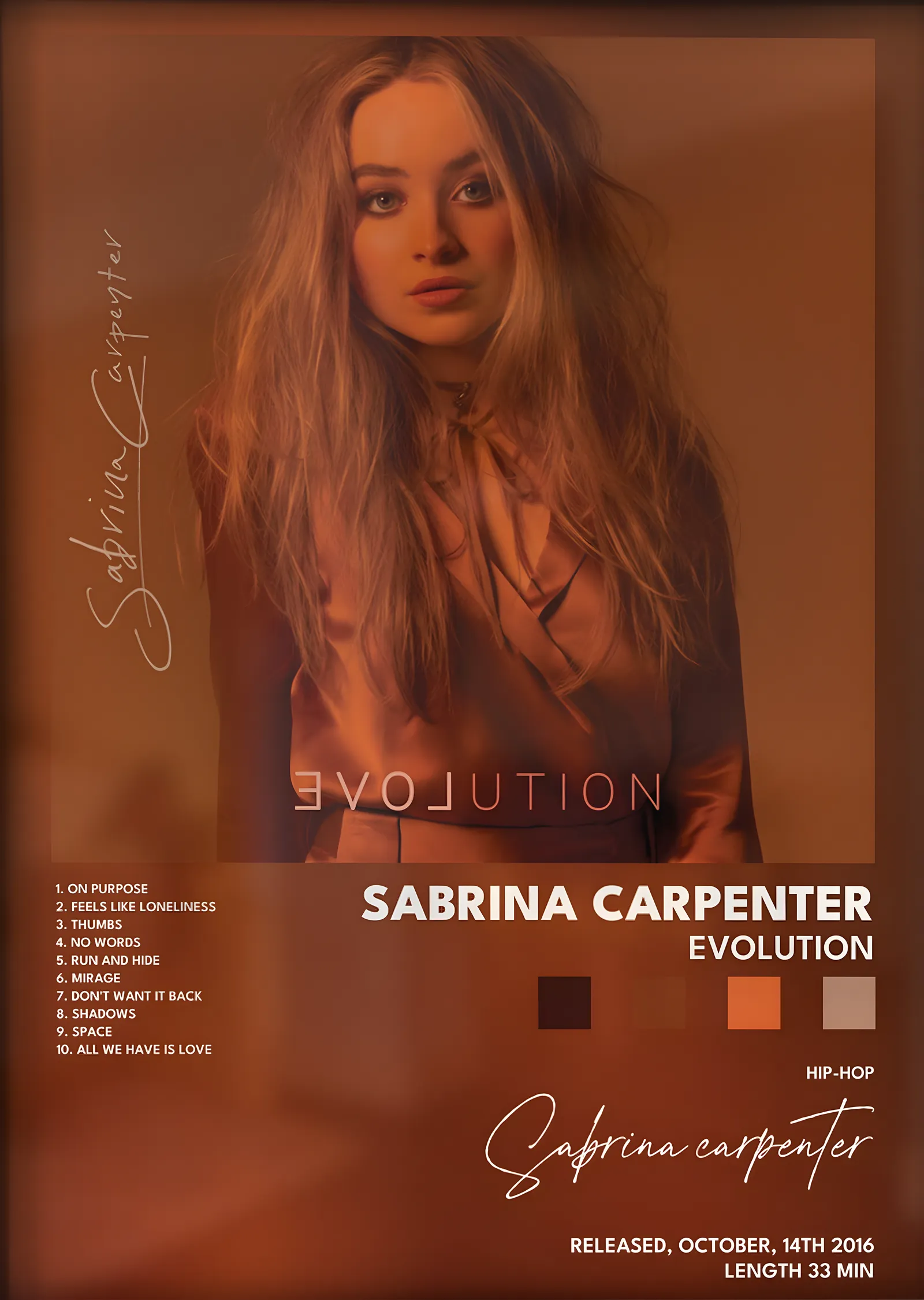 Sabrina Carpenter: EVOLution metal tablo