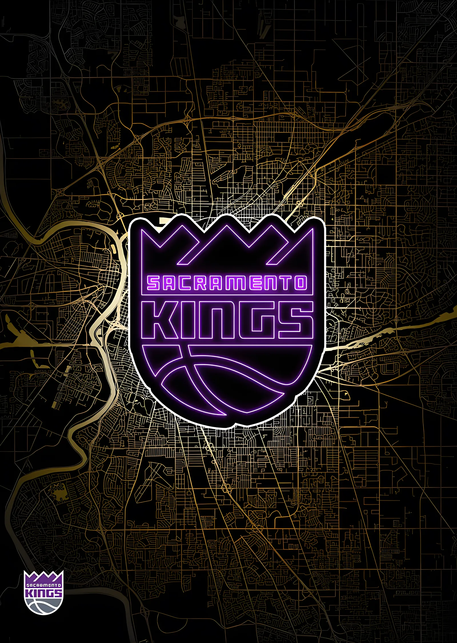 Sacramento Kings - Şehir Haritası metal tablo