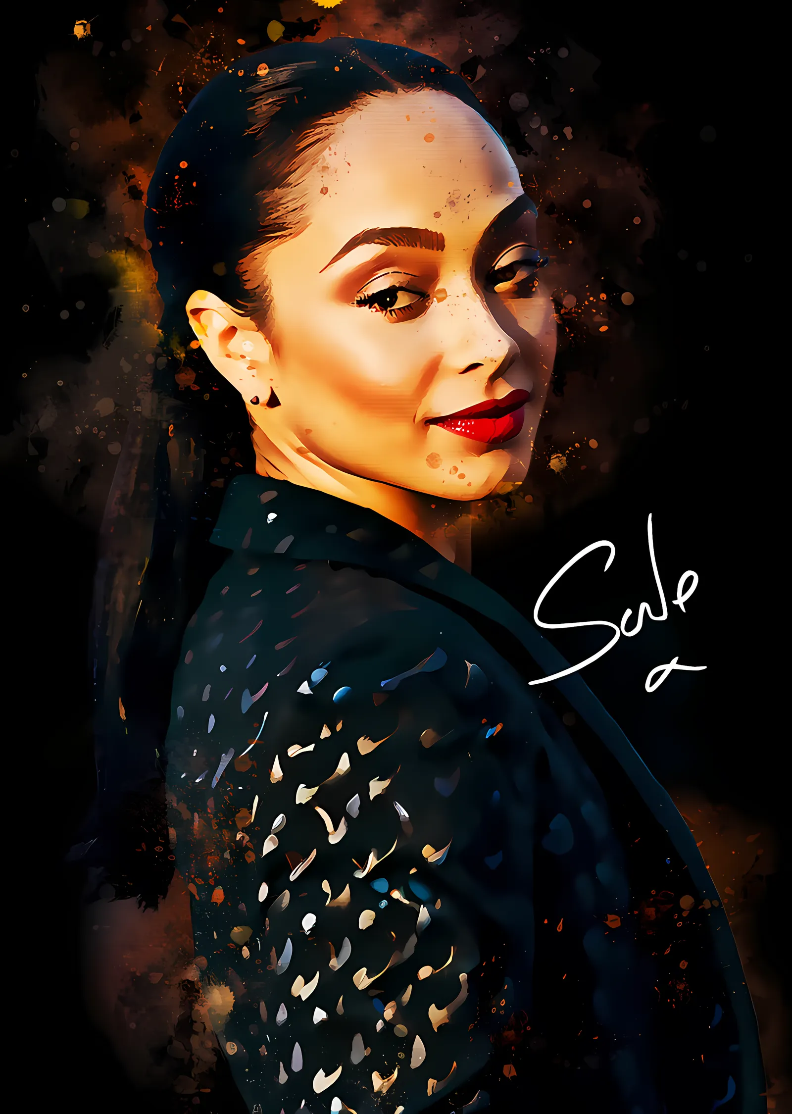 Sade: Işıklı Boyama Portre metal tablo