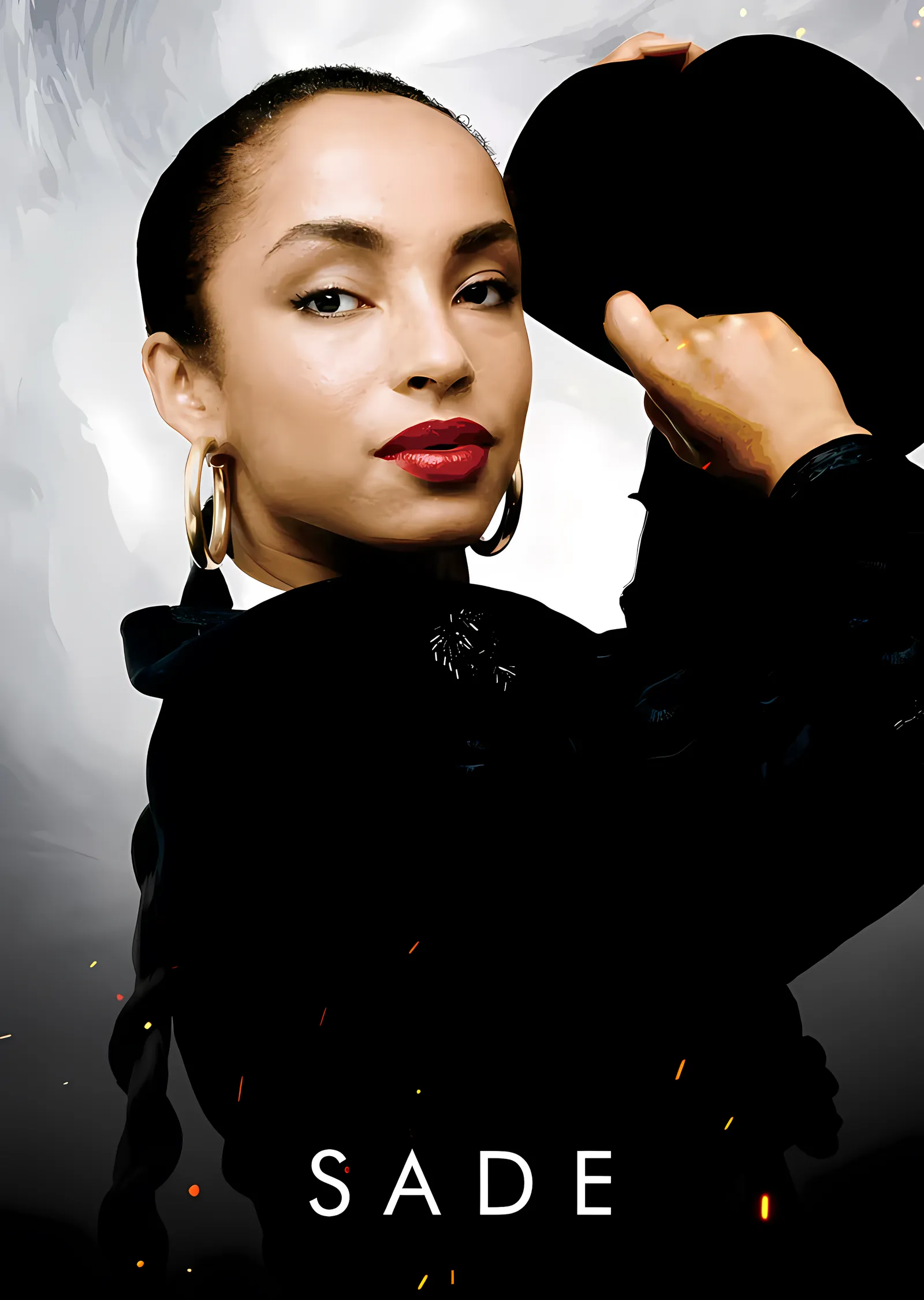 Sade: Siyah Şapkalı Kare metal tablo