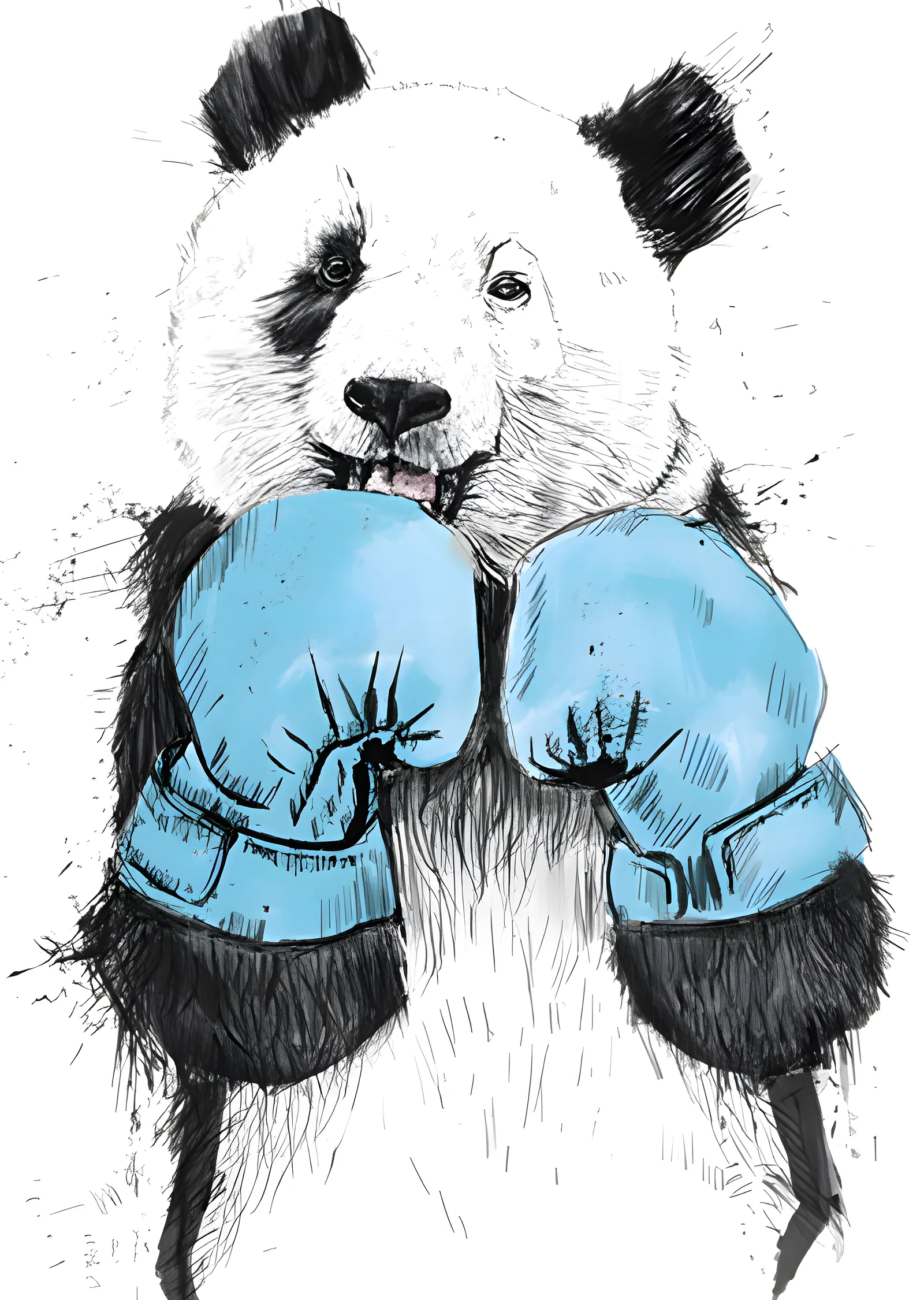 Şampiyon Panda - Mavi Eldiven metal tablo
