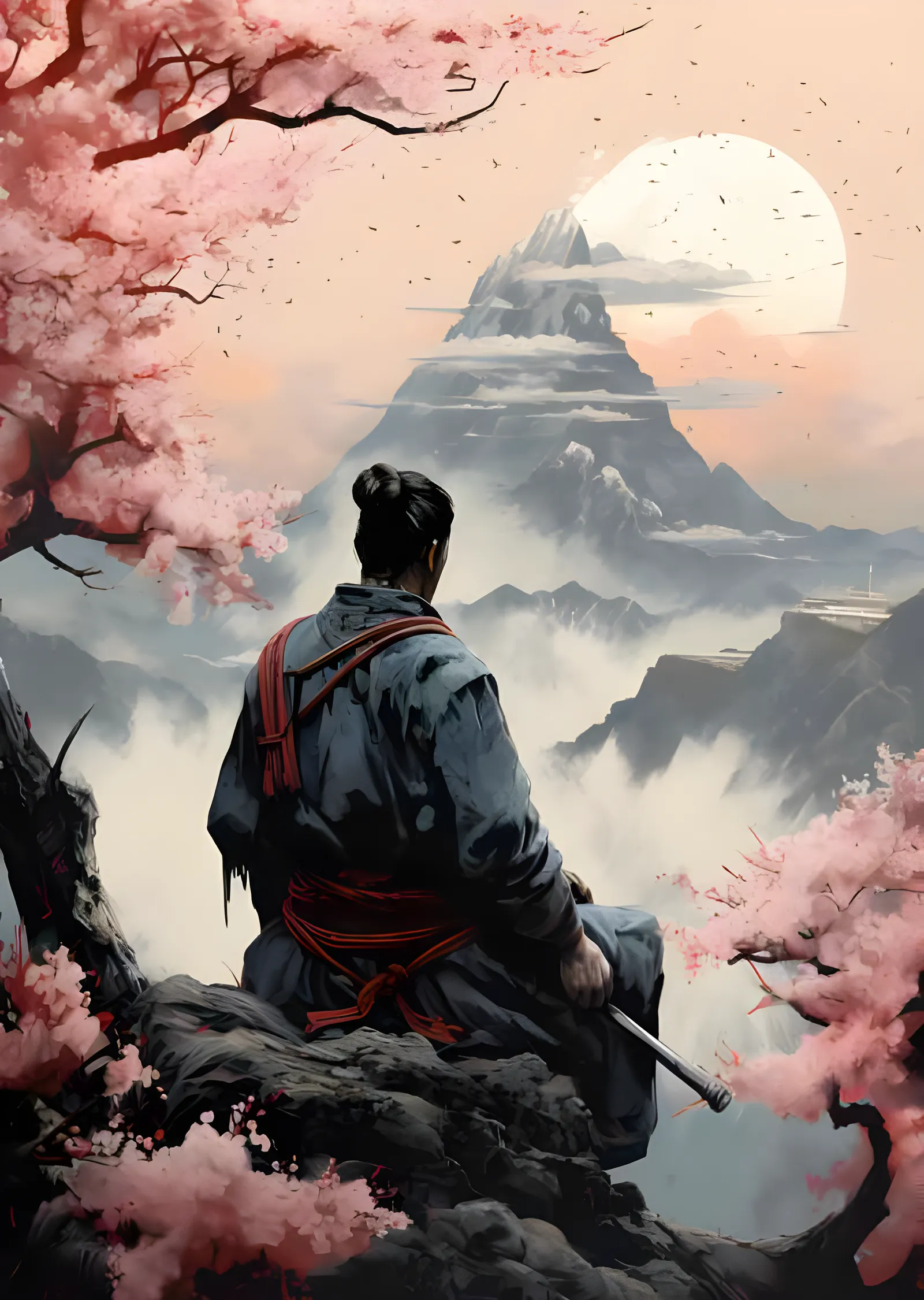 Bushido - Dağa Bakan Samuray ve Sakura metal tablo