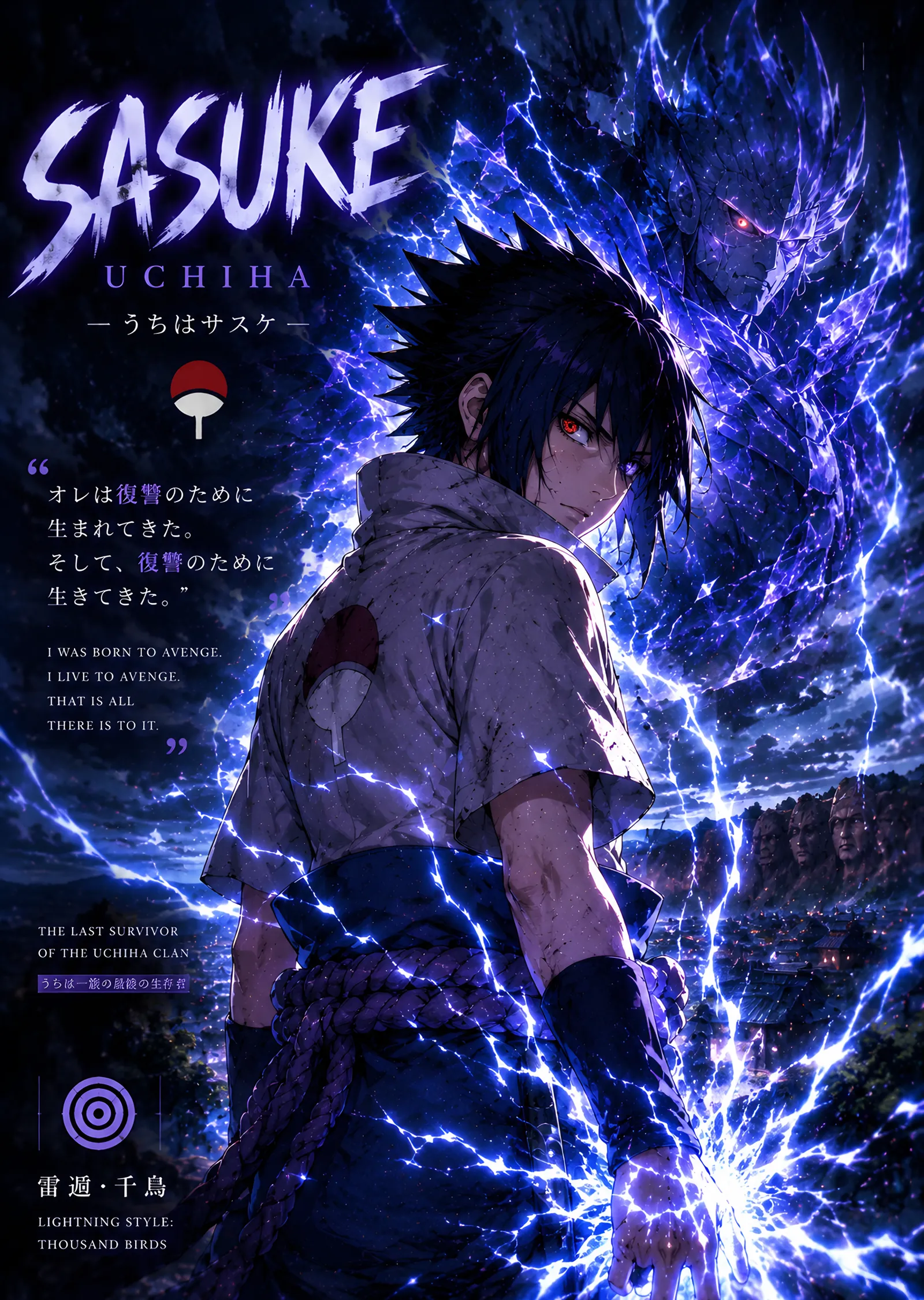 Sasuke Uchiha - Fırtınada Chidori metal tablo