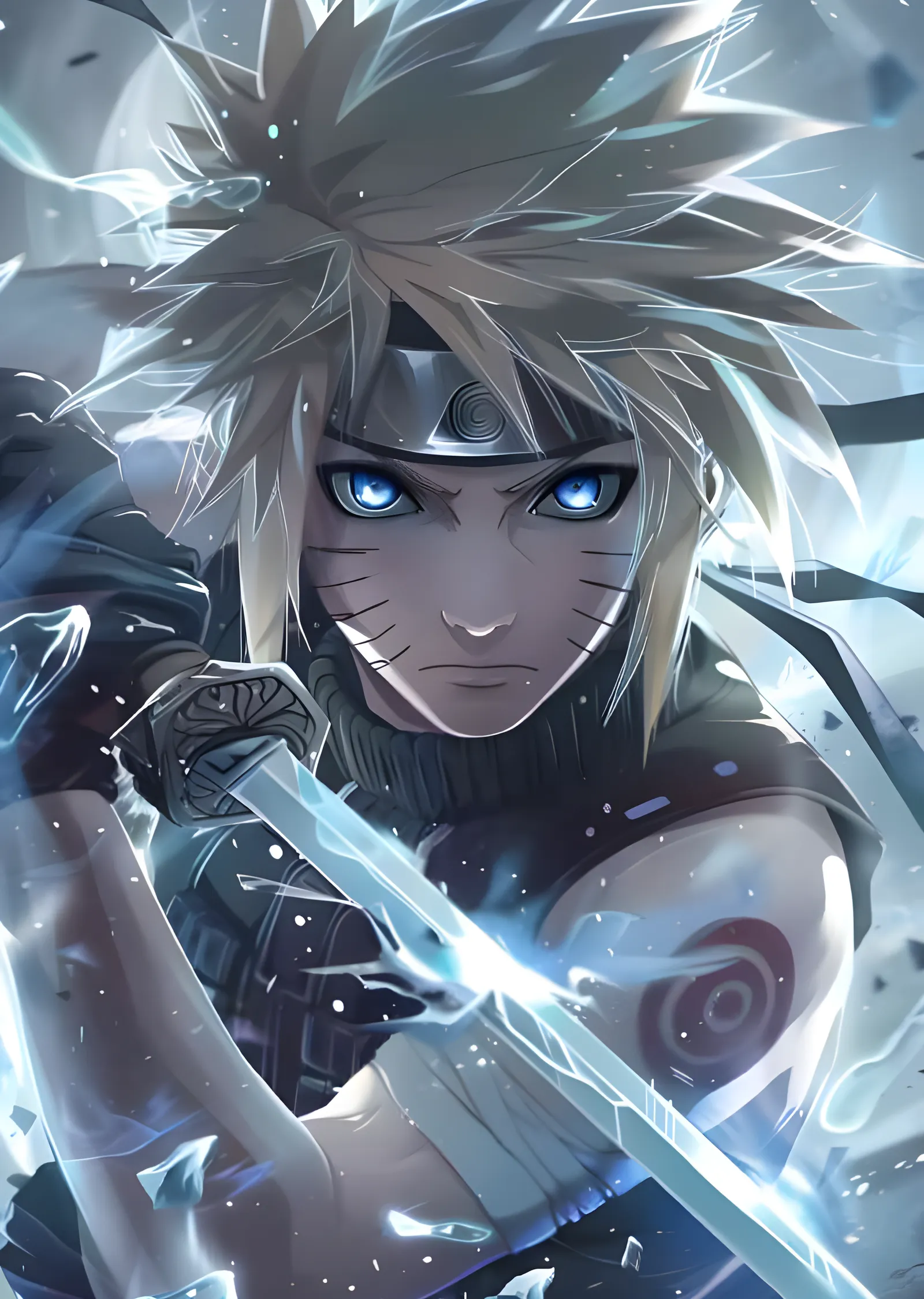 Naruto Uzumaki - Buz Mavisi Kılıç metal tablo