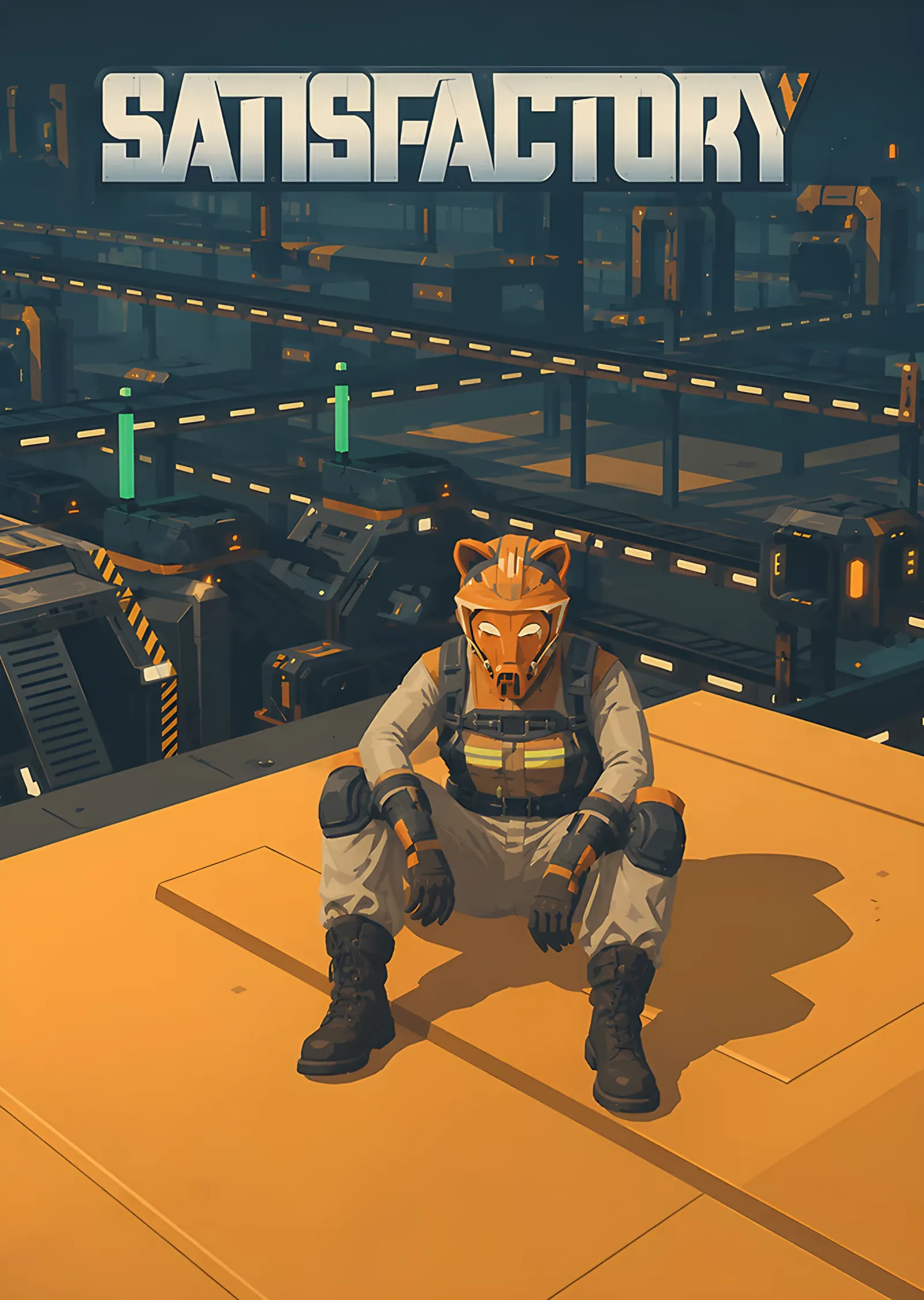 Satisfactory: Fabrika Platformunda Oturan Kaşif metal tablo