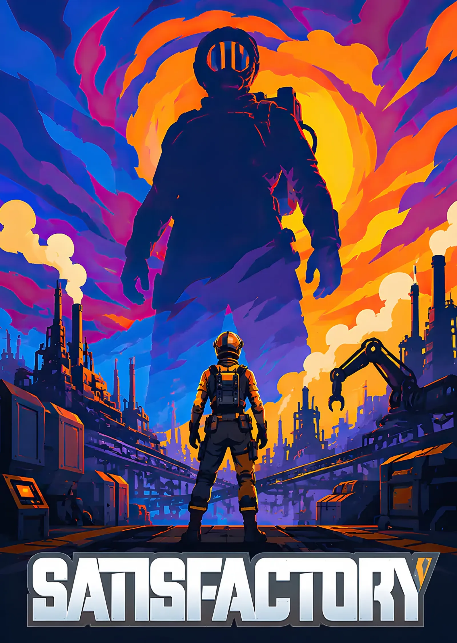Satisfactory: Renkli Gökte Dev Gölge metal tablo