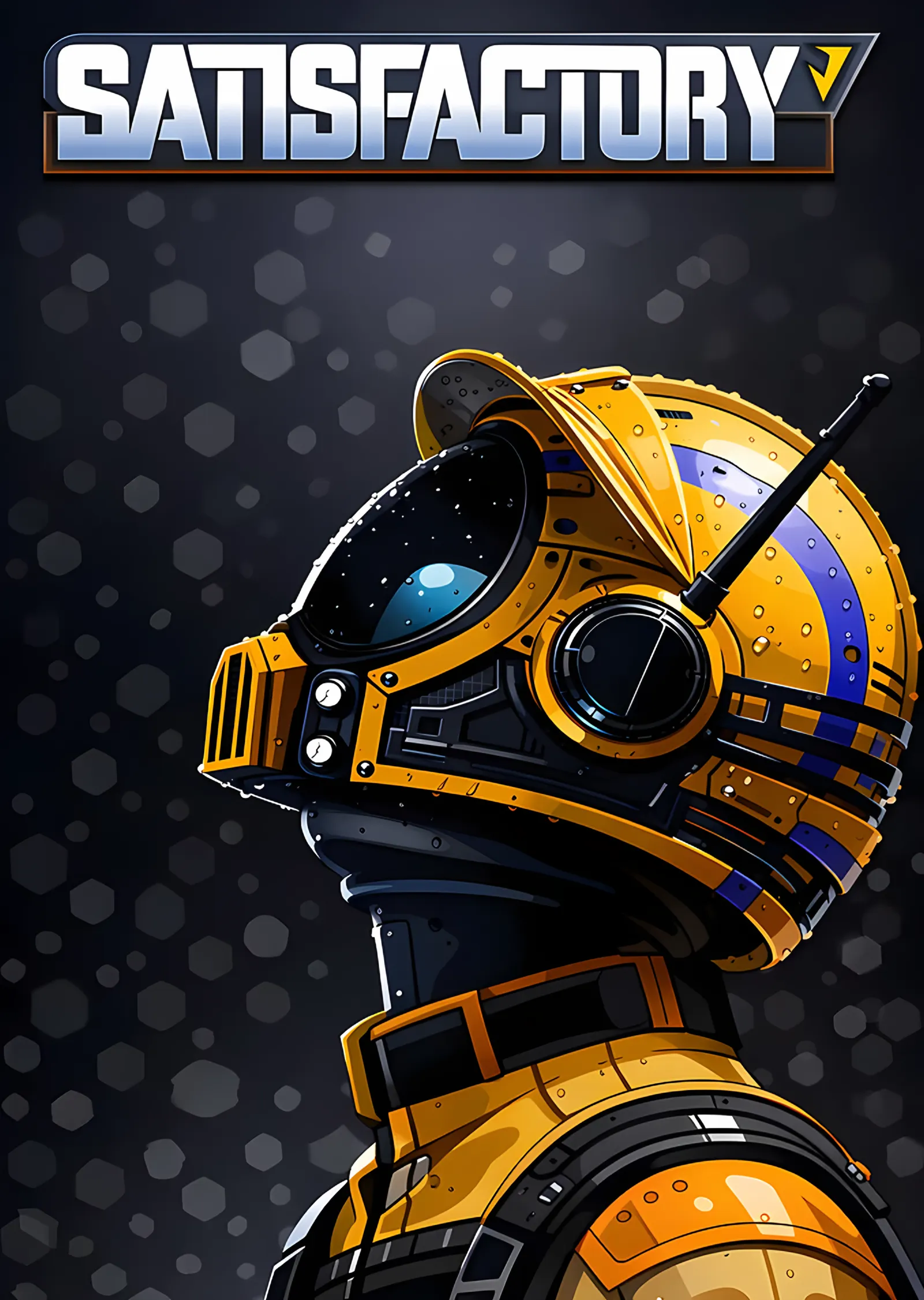 Satisfactory: Sarı Kaskın Yakın Planı metal tablo