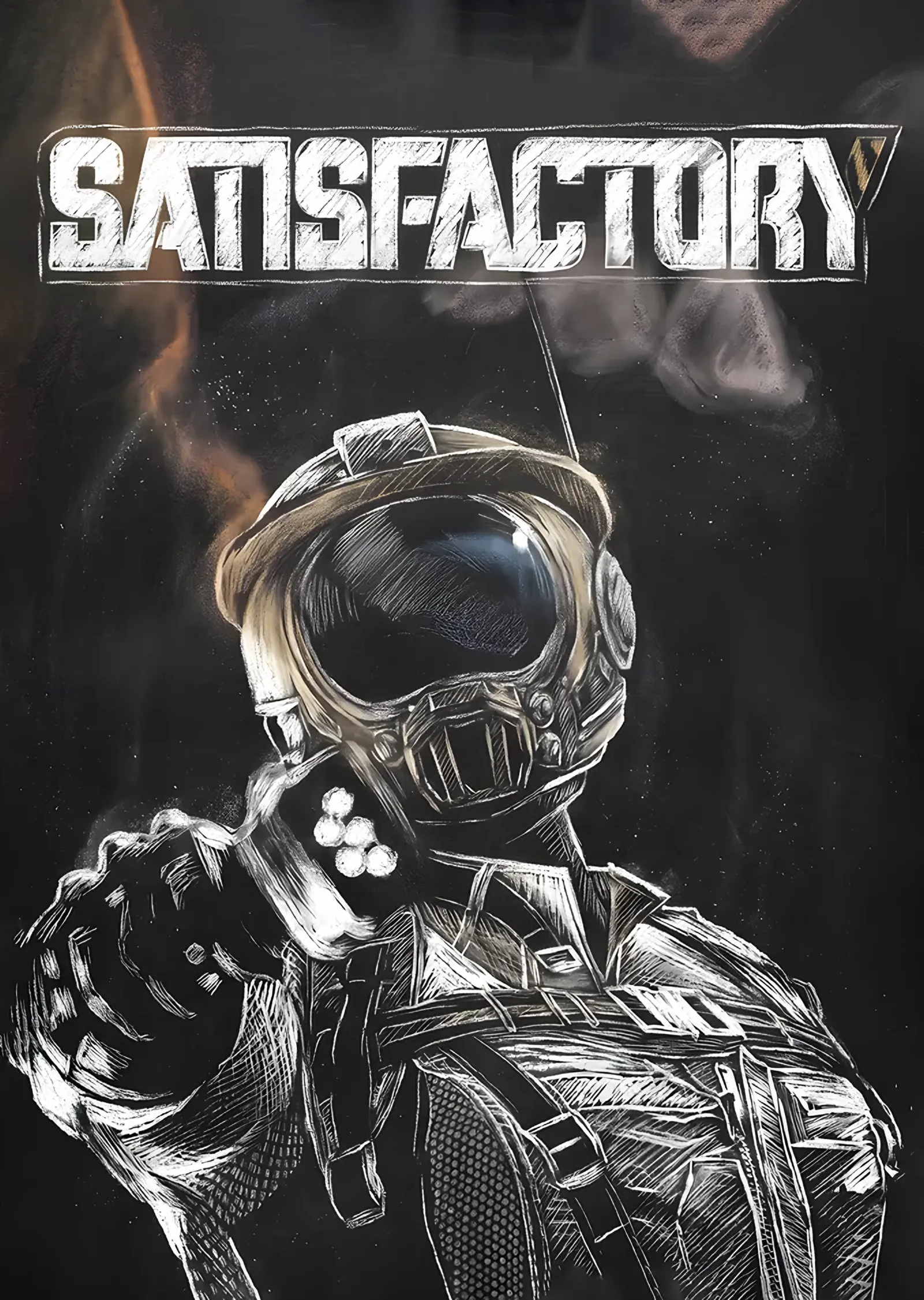 Satisfactory: Siyah Beyaz Kaskın Eskizi metal tablo