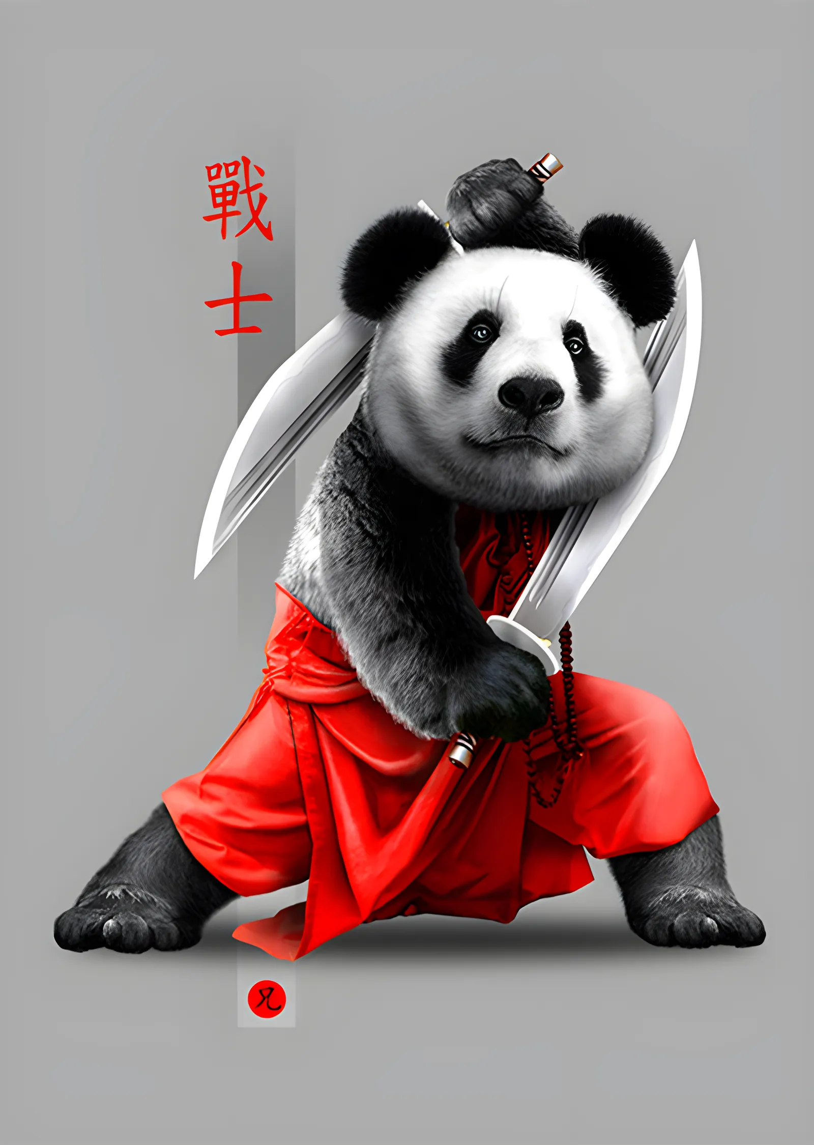 Savaşçı Panda - Kızıl Kimono metal tablo