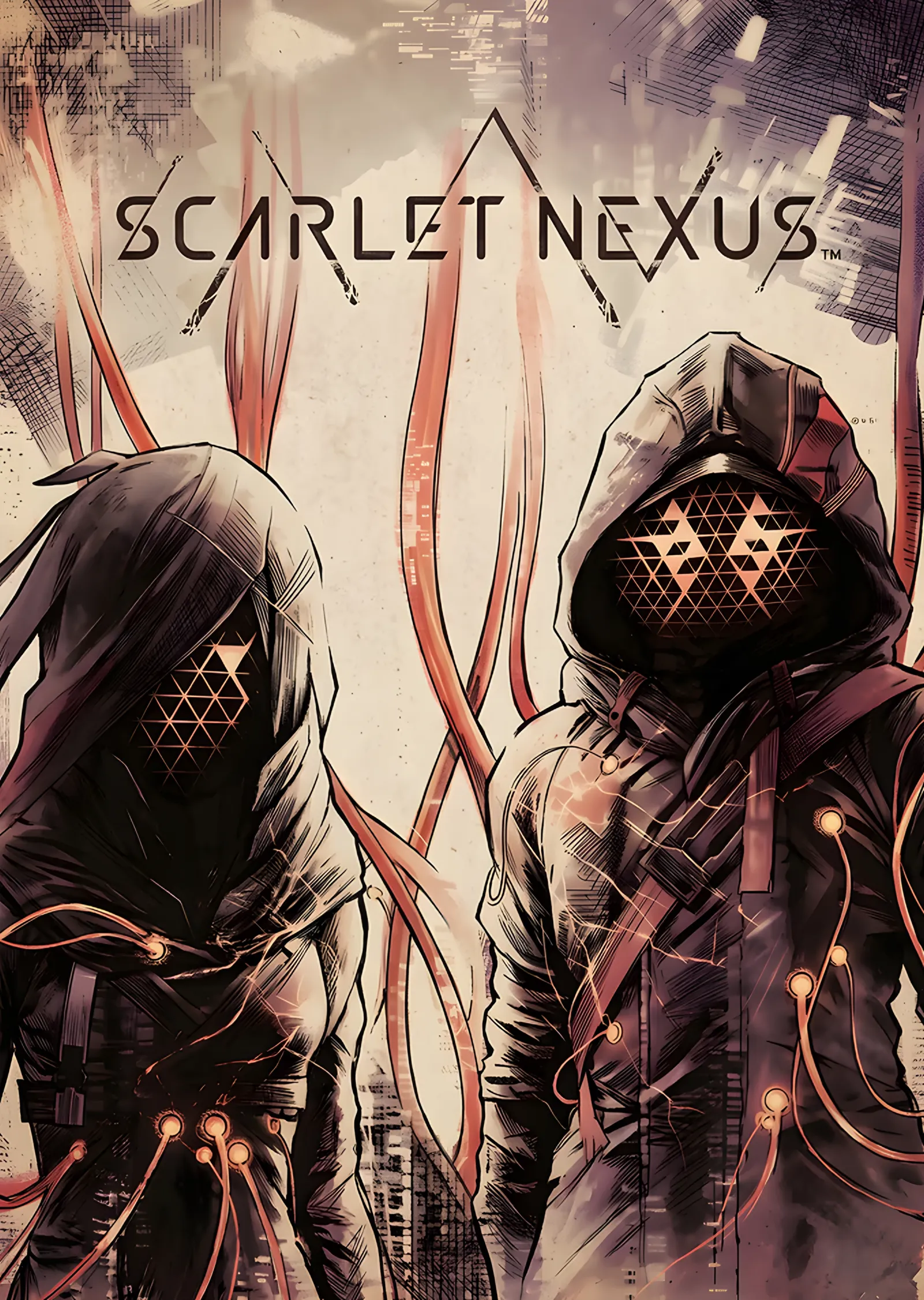 Scarlet Nexus: Maskeli İki Karakter metal tablo