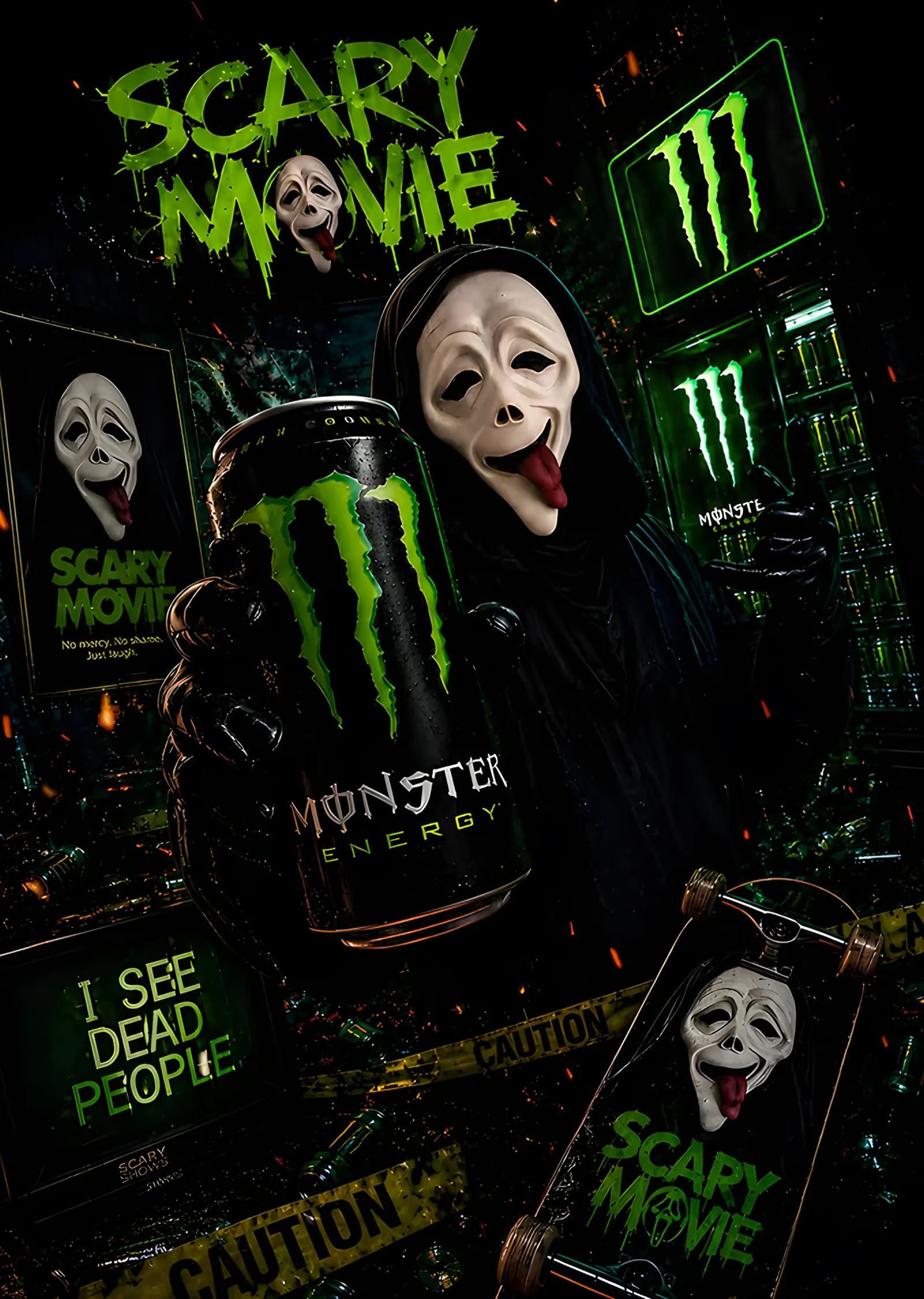 Scary Movie: Neon Yeşilde Maskeler metal tablo