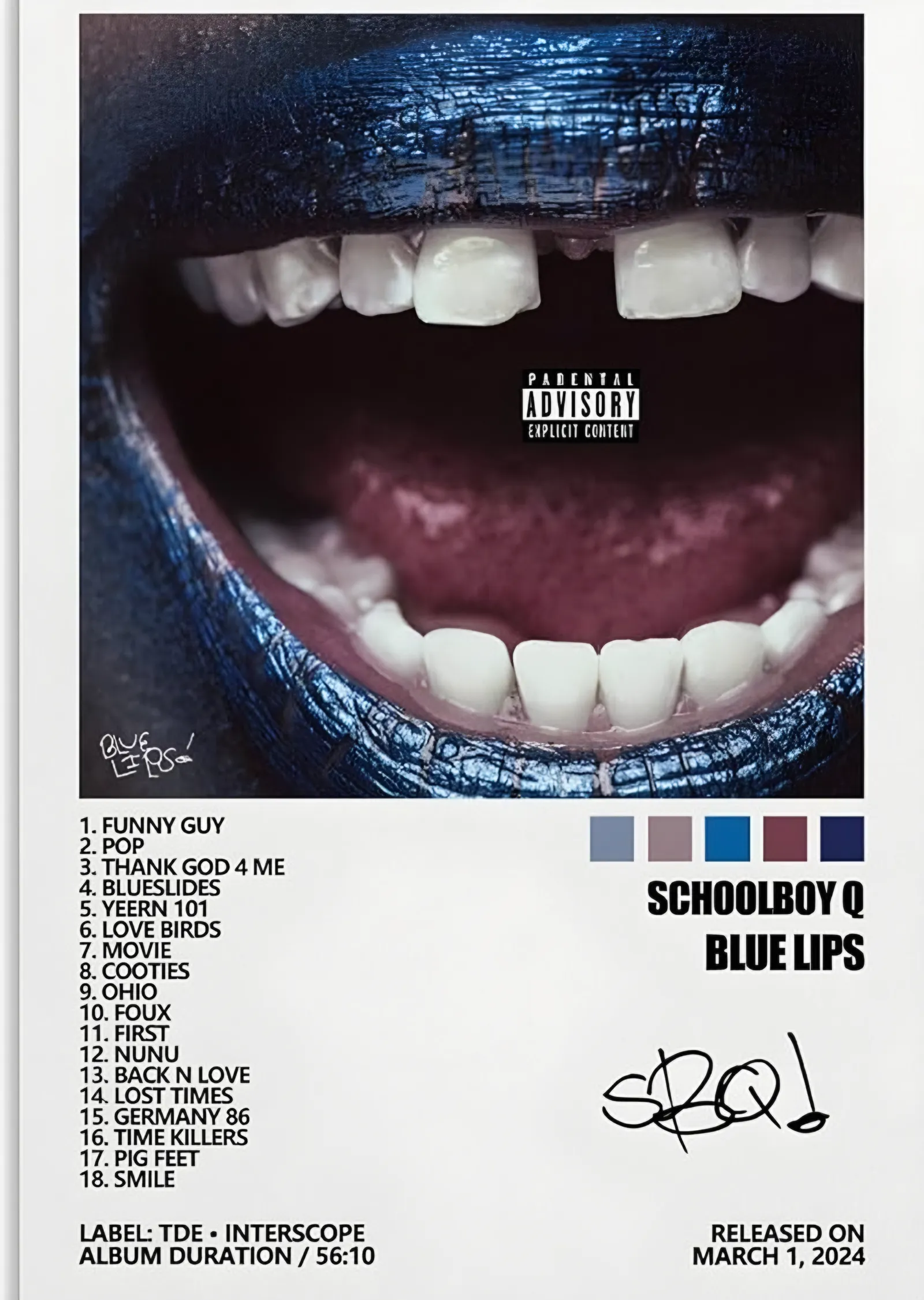 ScHoolboy Q - Blue Lips metal tablo