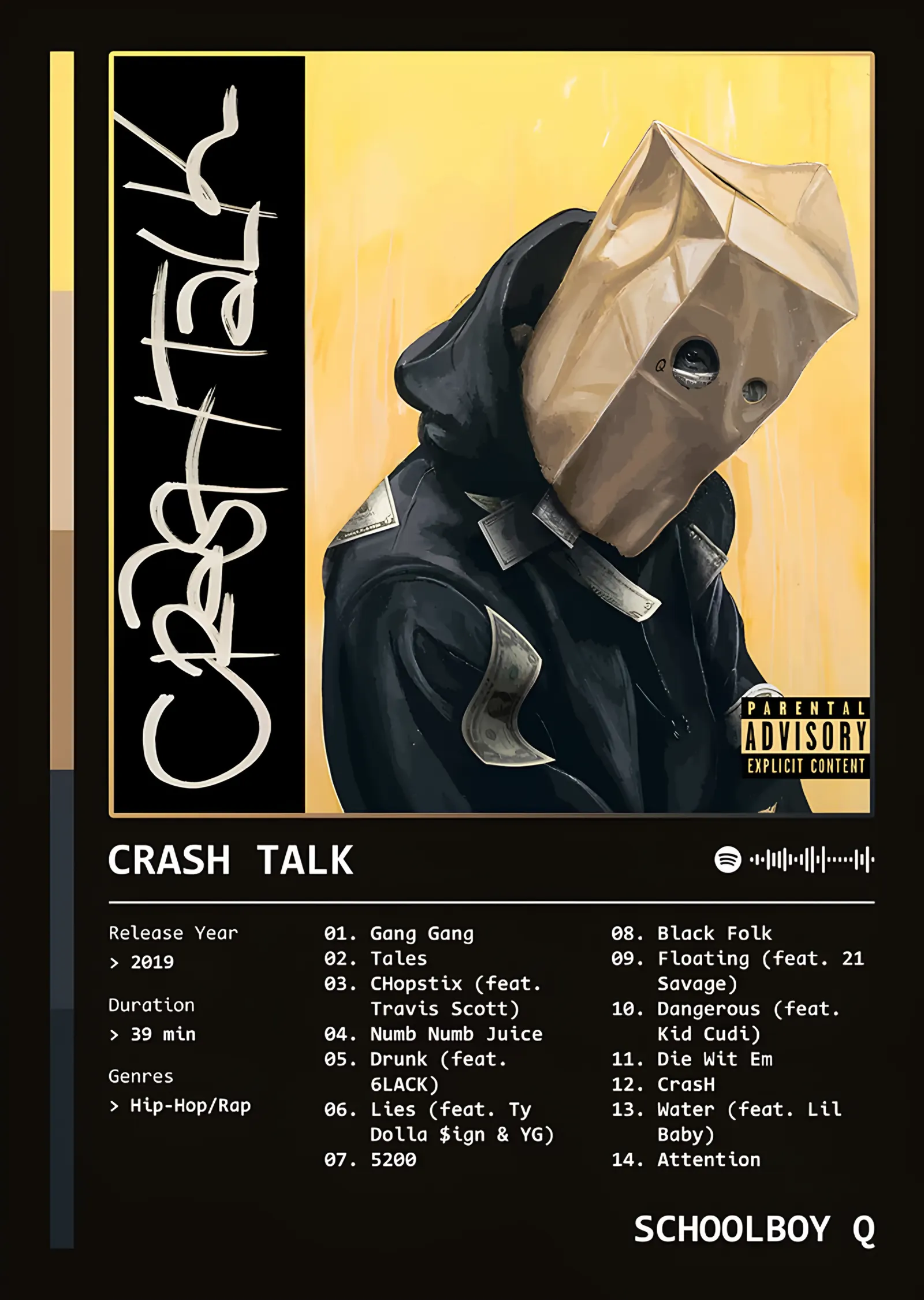 ScHoolboy Q - Crash Talk metal tablo
