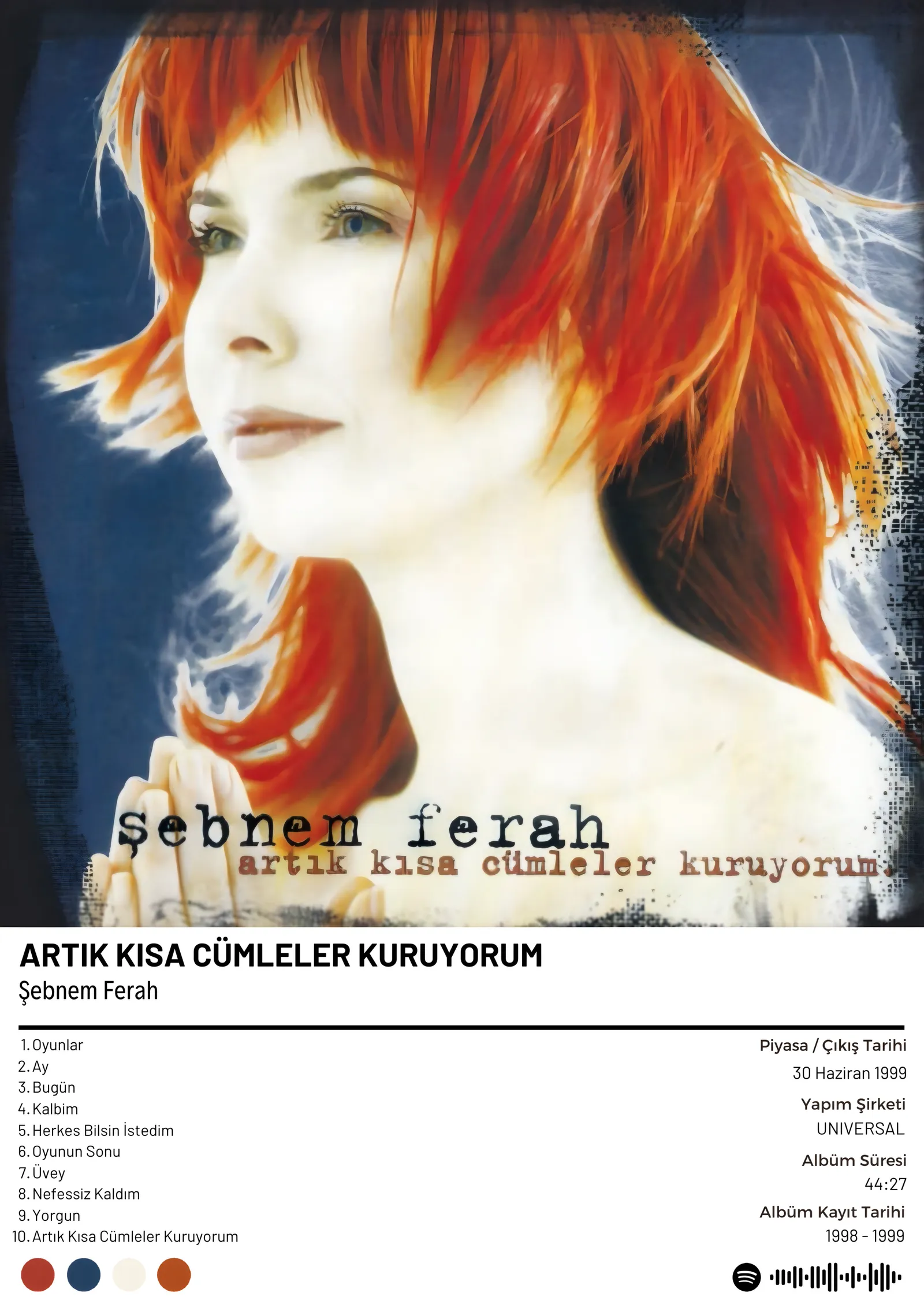 Şebnem Ferah - Artık Kısa Cümleler Kuruyorum metal tablo