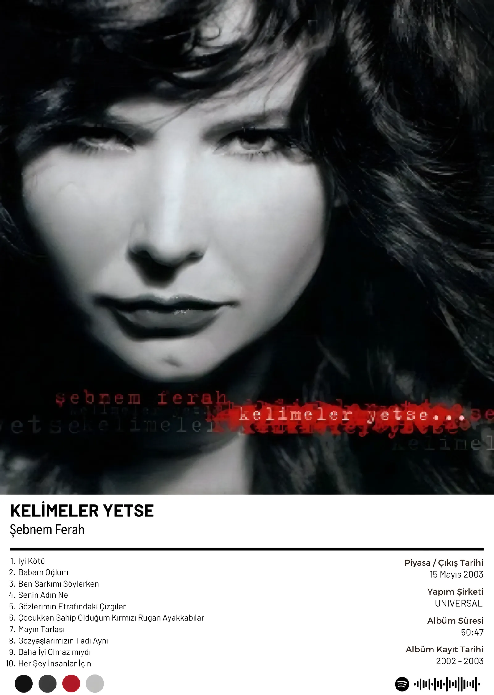 Şebnem Ferah - Kelimeler Yetse metal tablo