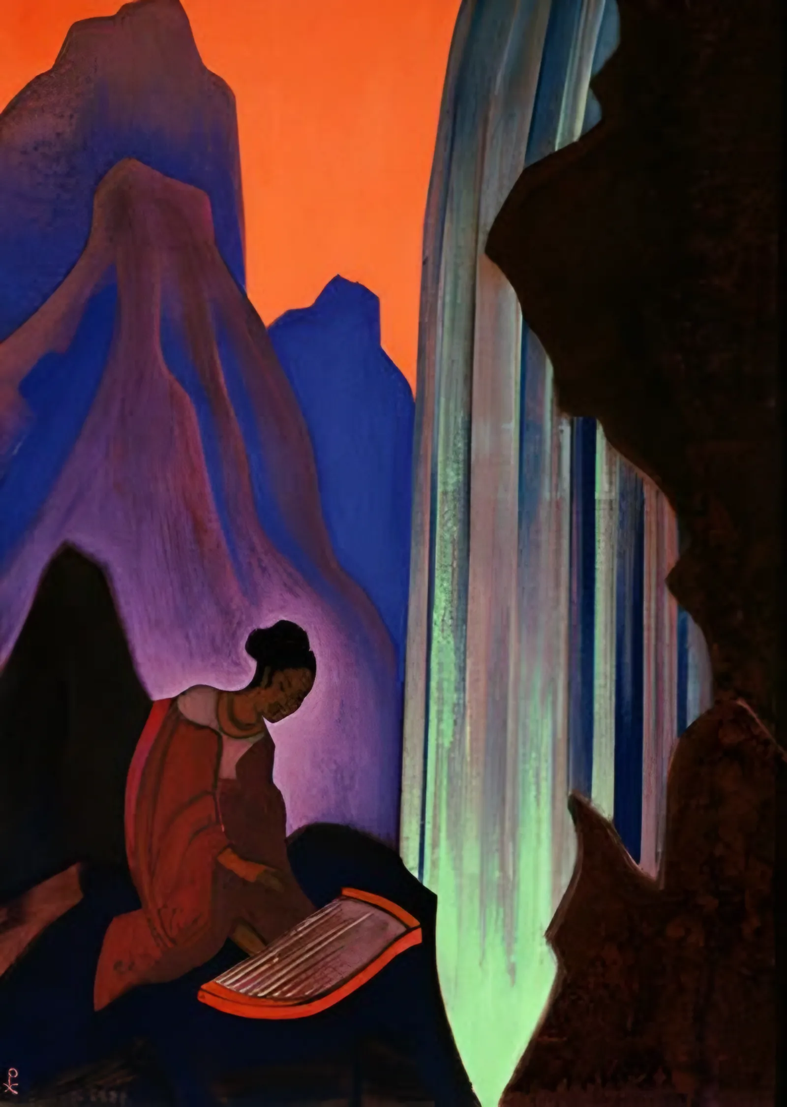 Şelalenin Şarkısı - Nicholas Roerich metal tablo