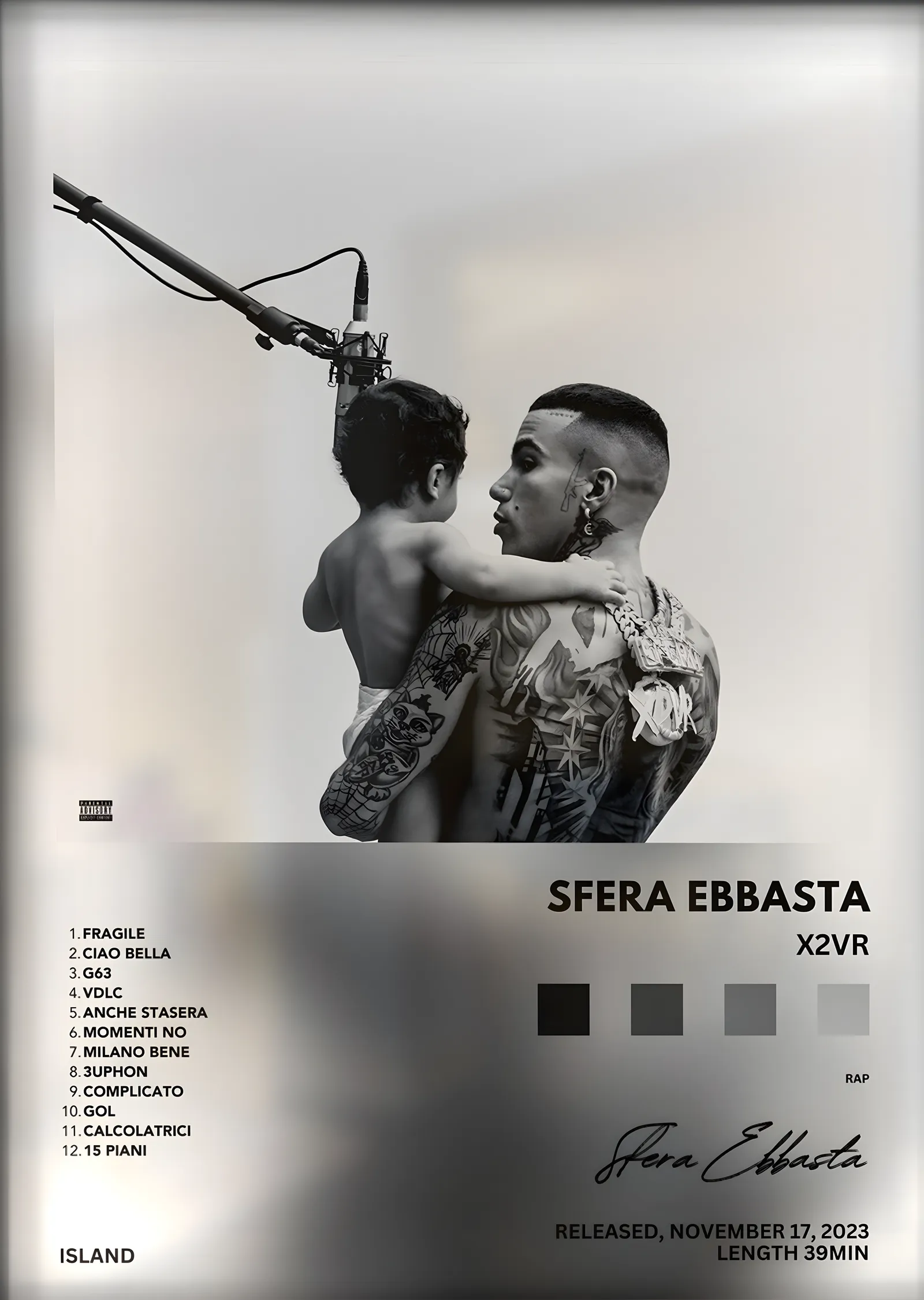 Sfera Ebbasta: X2VR metal tablo