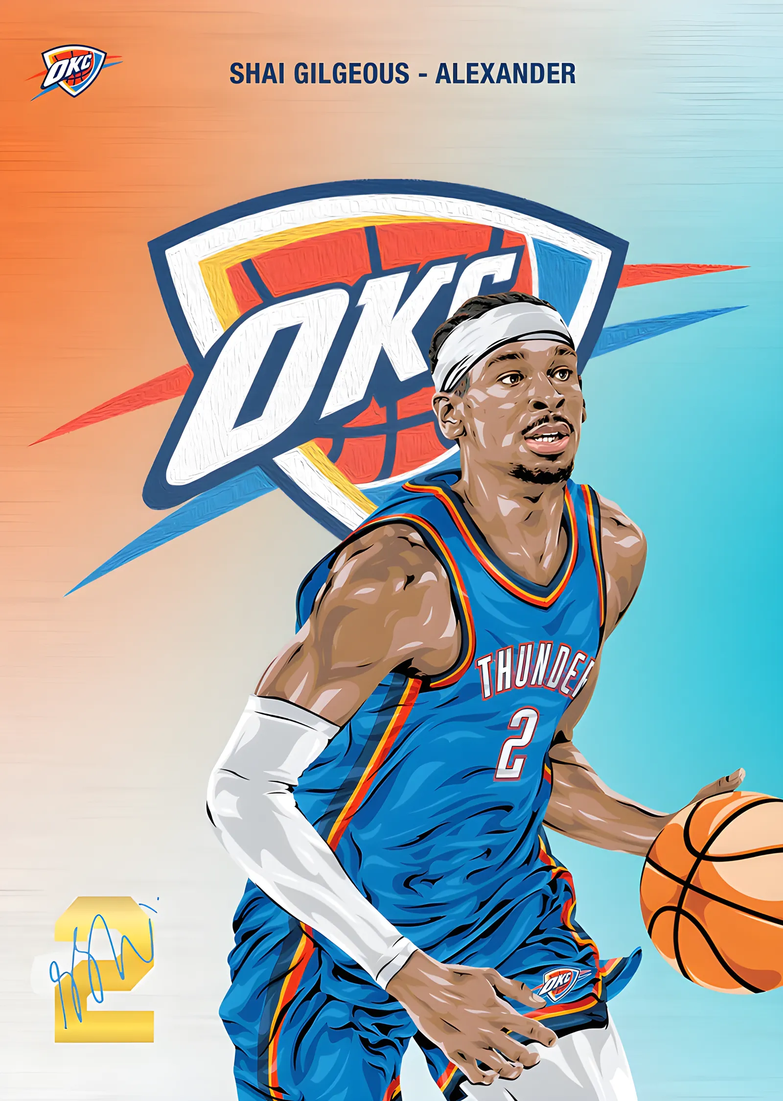 Shai Gilgeous-Alexander - OKC Çizimi metal tablo