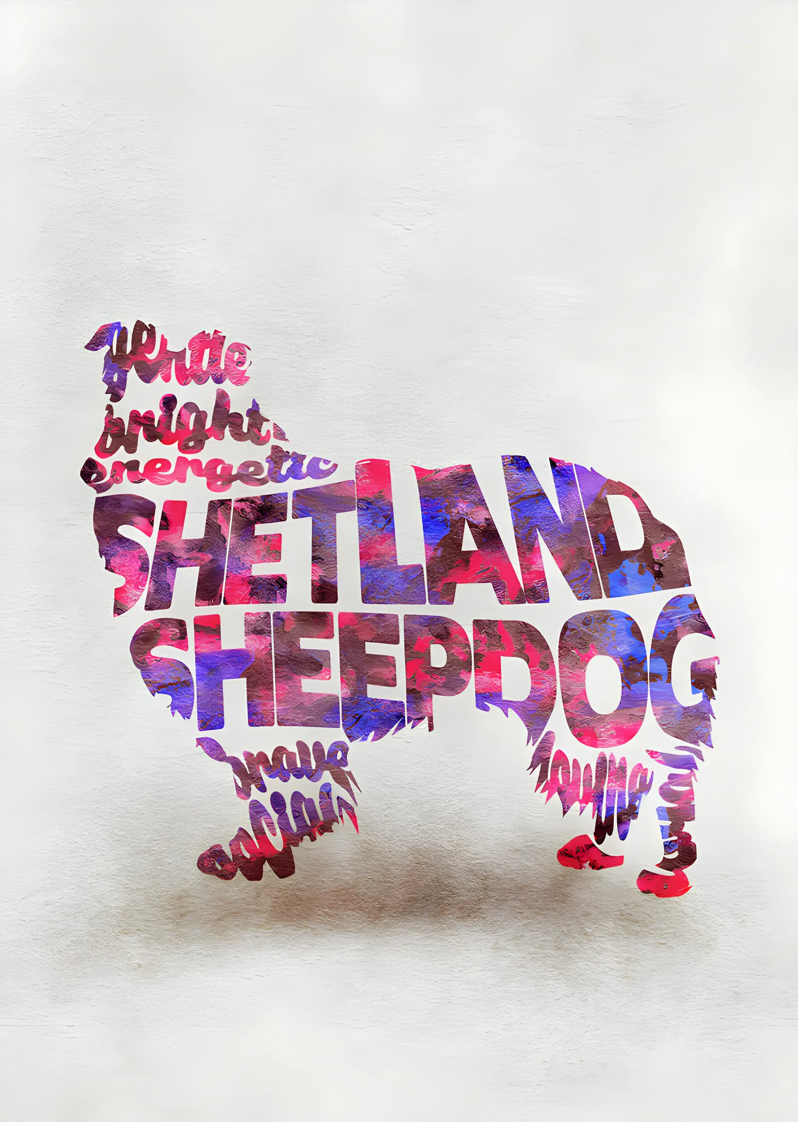 Shetland Sheepdog - Tipografi metal tablo