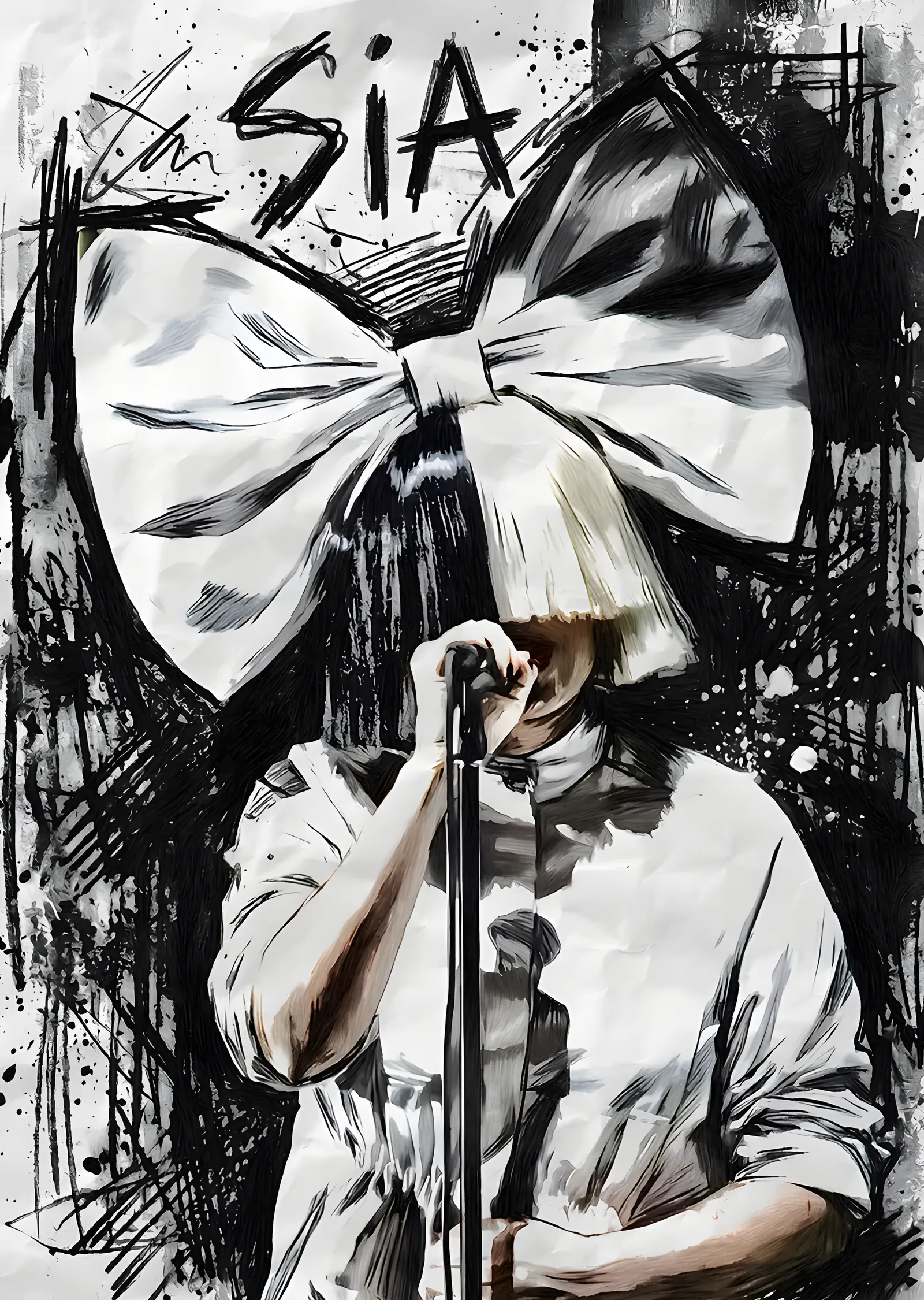Sia - Mürekkep Eskizi metal tablo