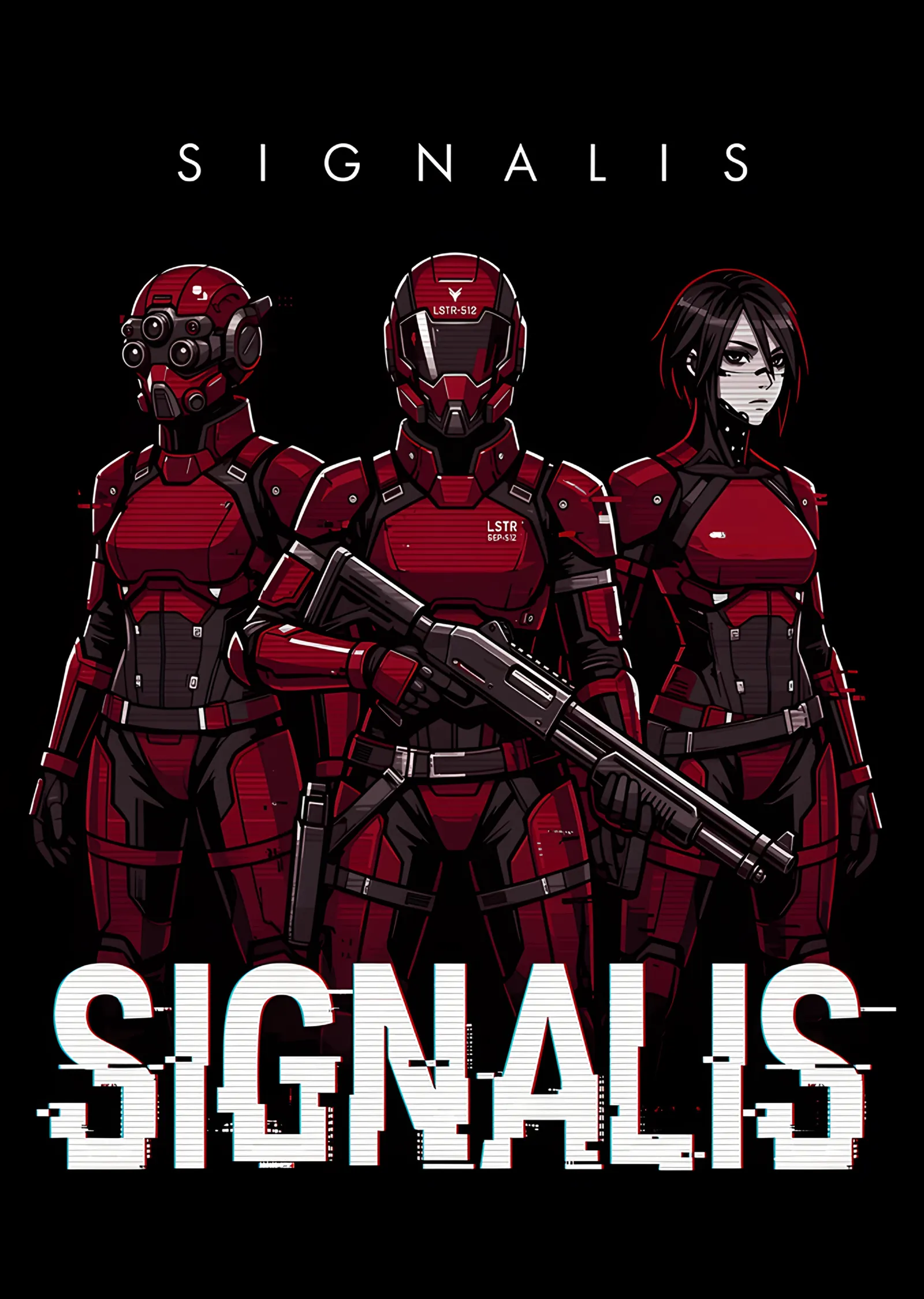 Signalis: Kırmızı Üniformalı Üç Replika metal tablo