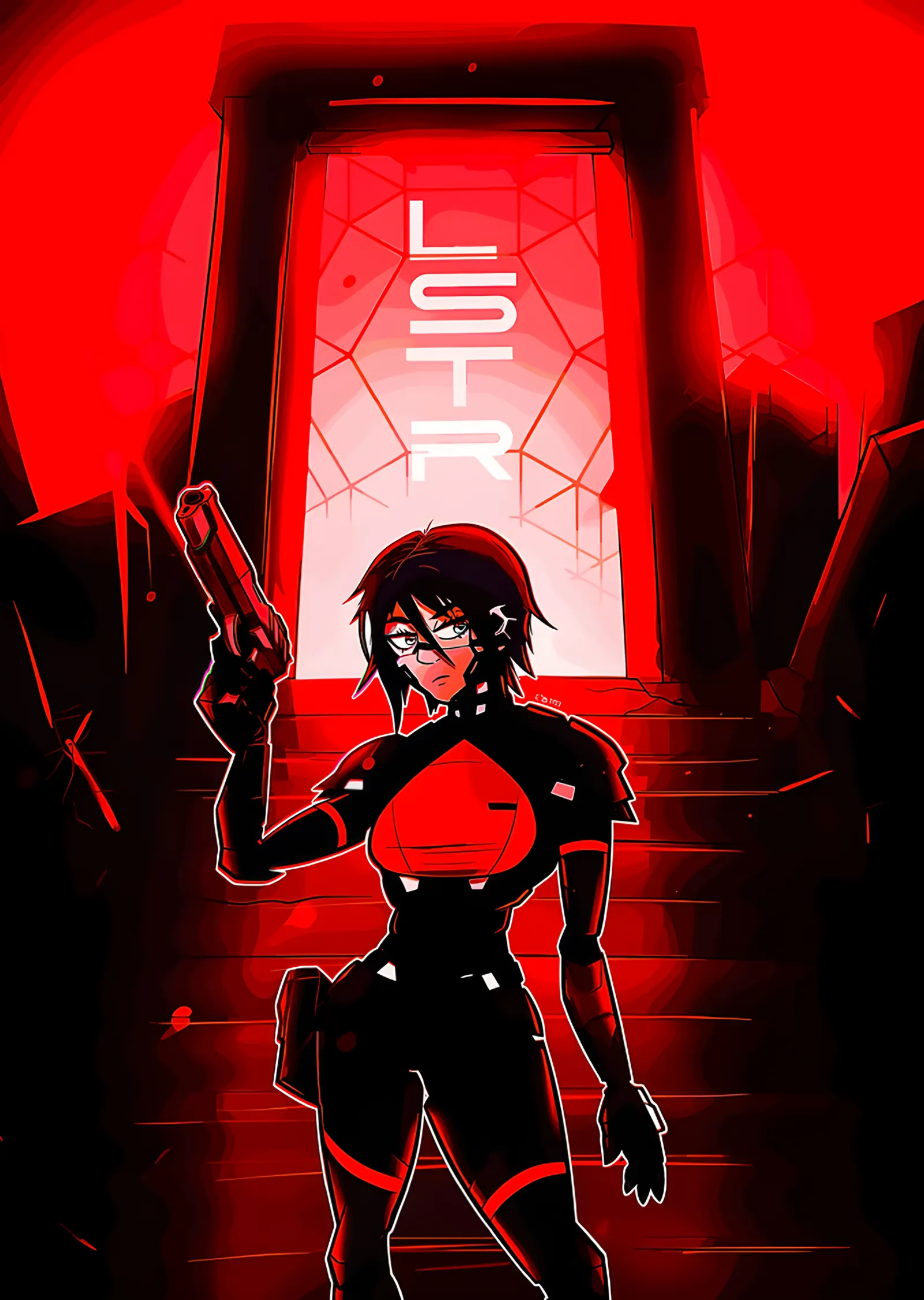 Signalis: Kızıl Kapıda Silahlı Android metal tablo