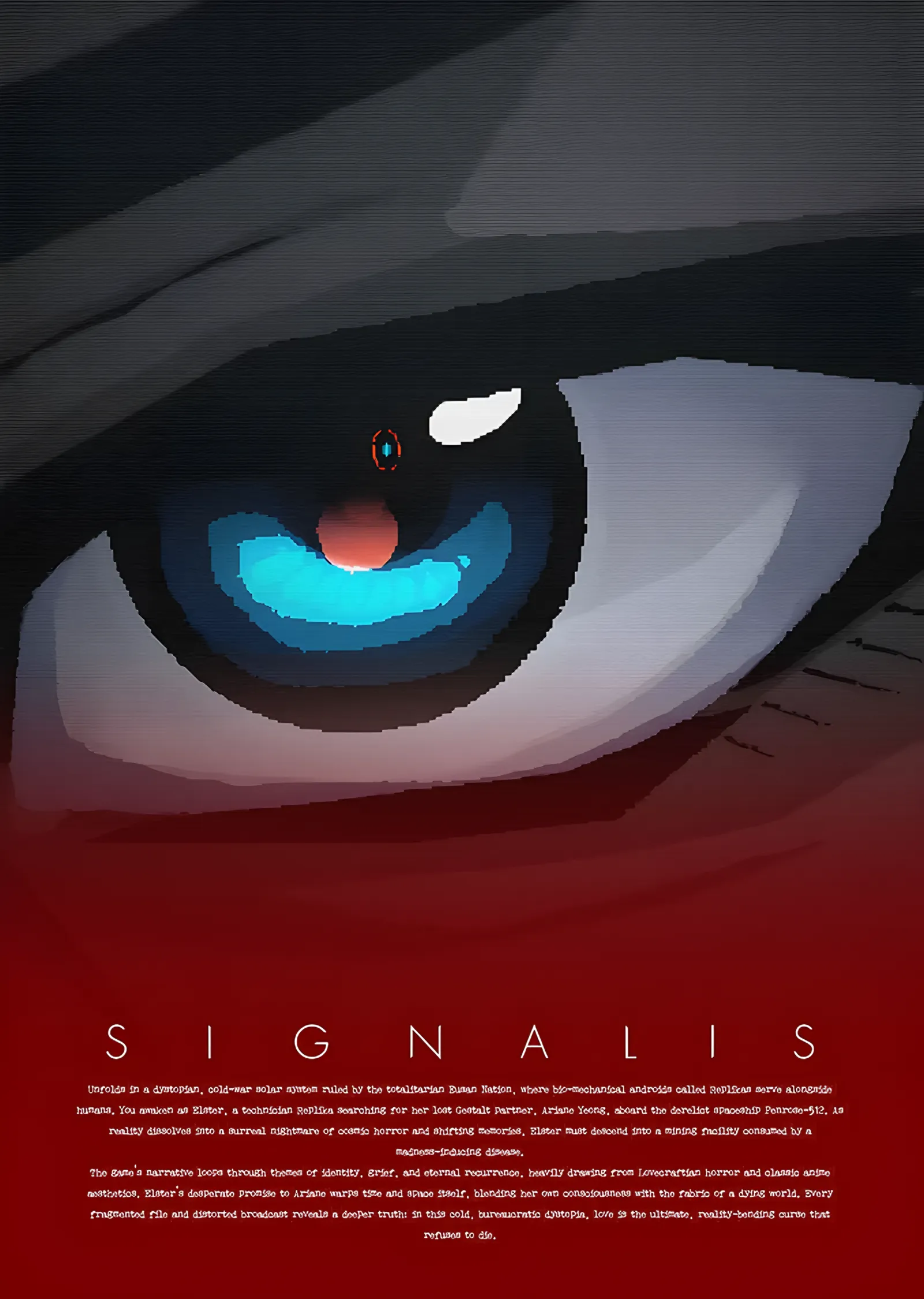 Signalis: Kızıl Zeminde Tek Göz metal tablo