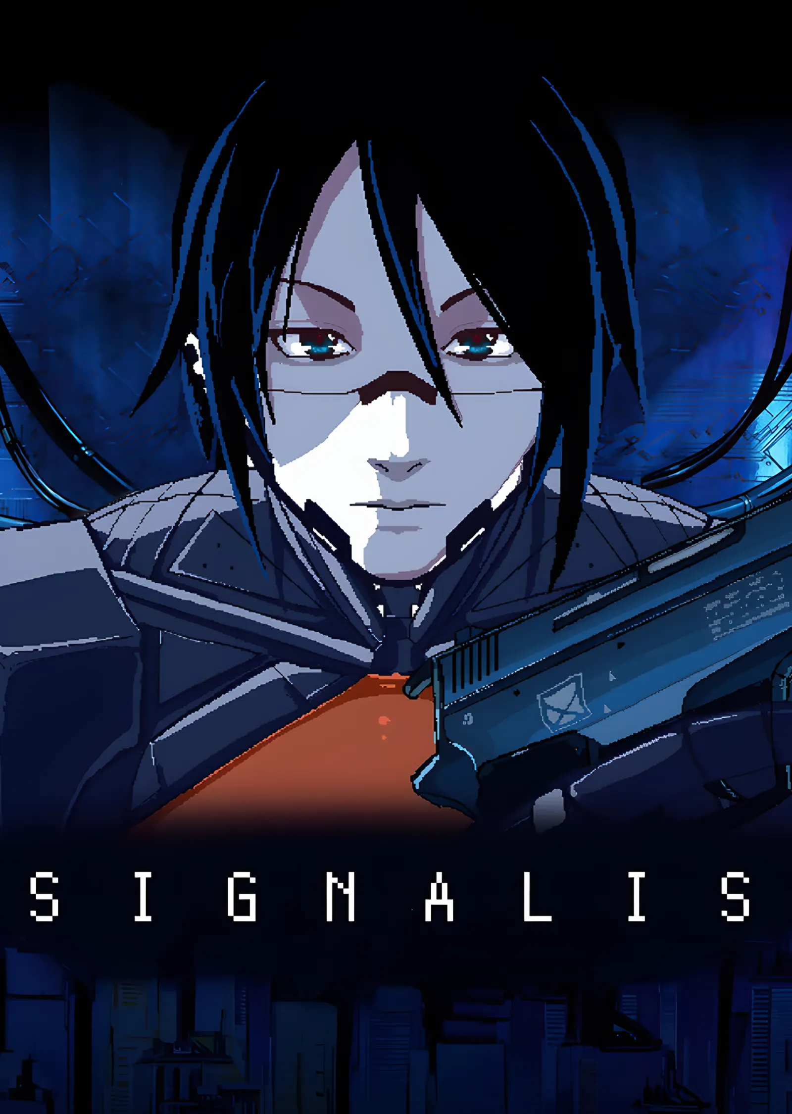 Signalis: Mavi Zeminde Android Portresi metal tablo