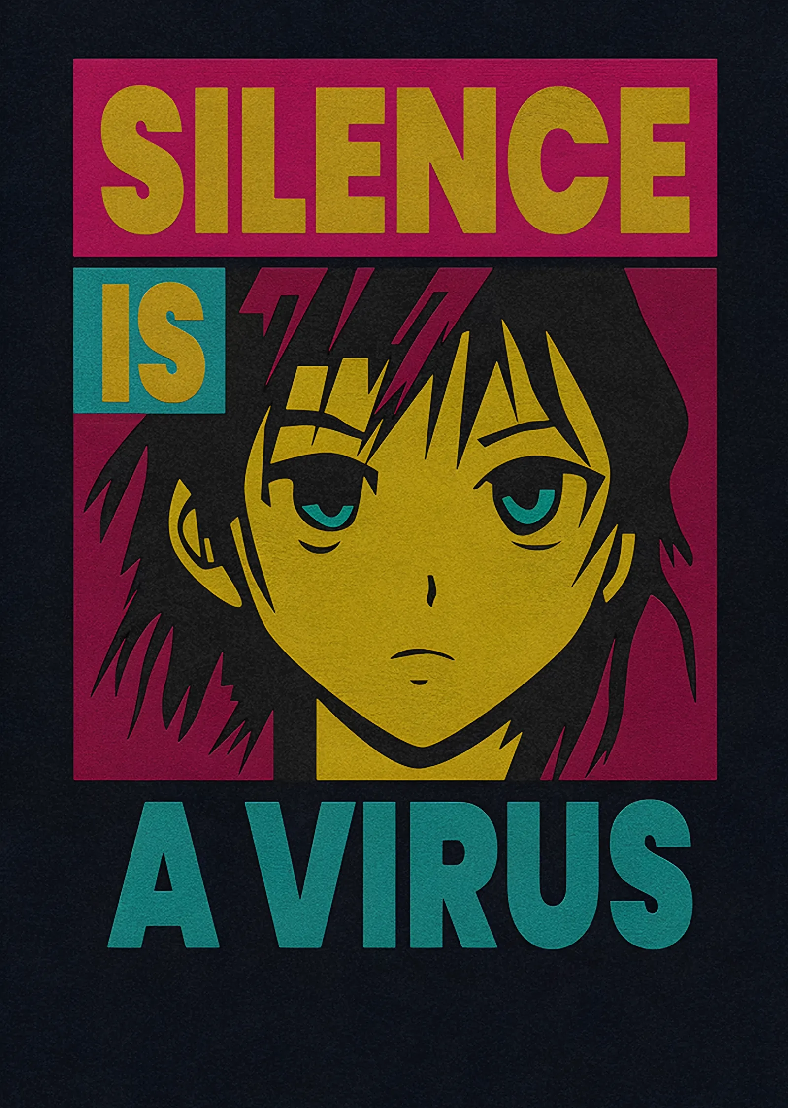 Silence Is a Virus: Pembe Zeminde Anime Portre metal tablo