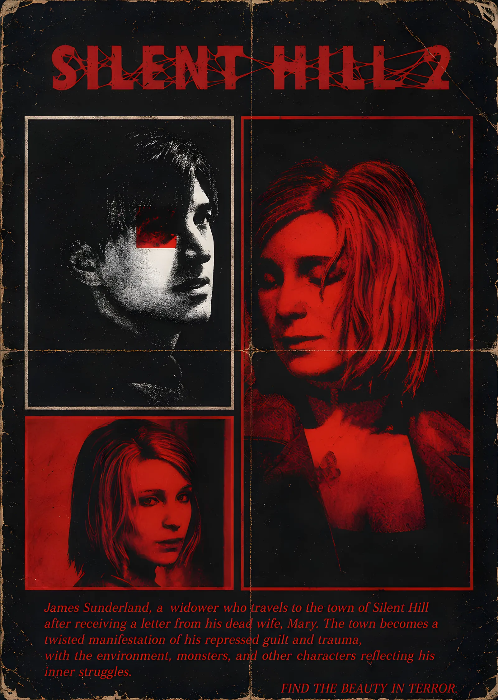 Silent Hill 2 - Kızıl Karakter Panelleri metal tablo