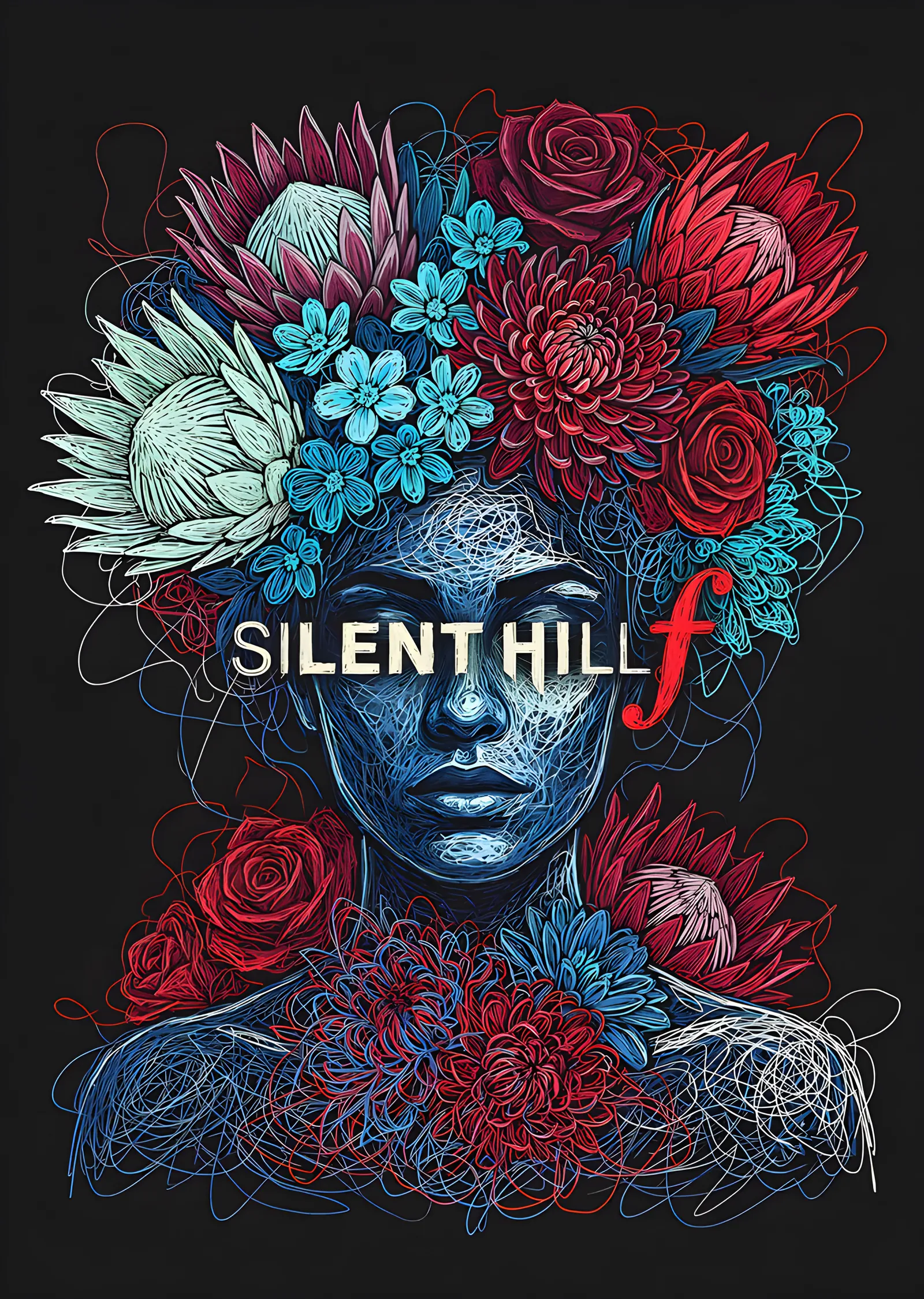 Silent Hill f - Çiçek Taçlı Portre metal tablo