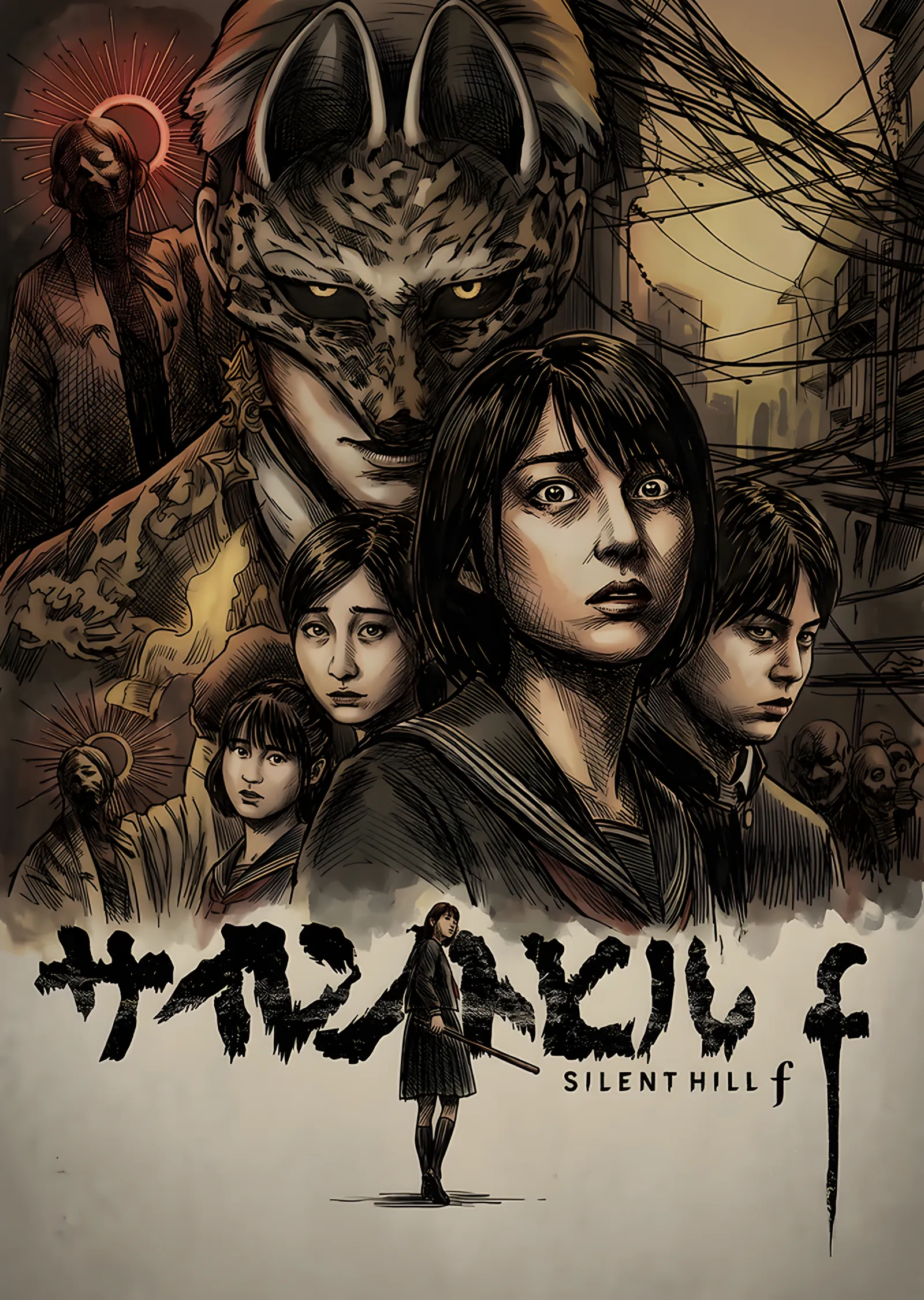 Silent Hill f: Kalem Dokusunda Karakter Montajı metal tablo