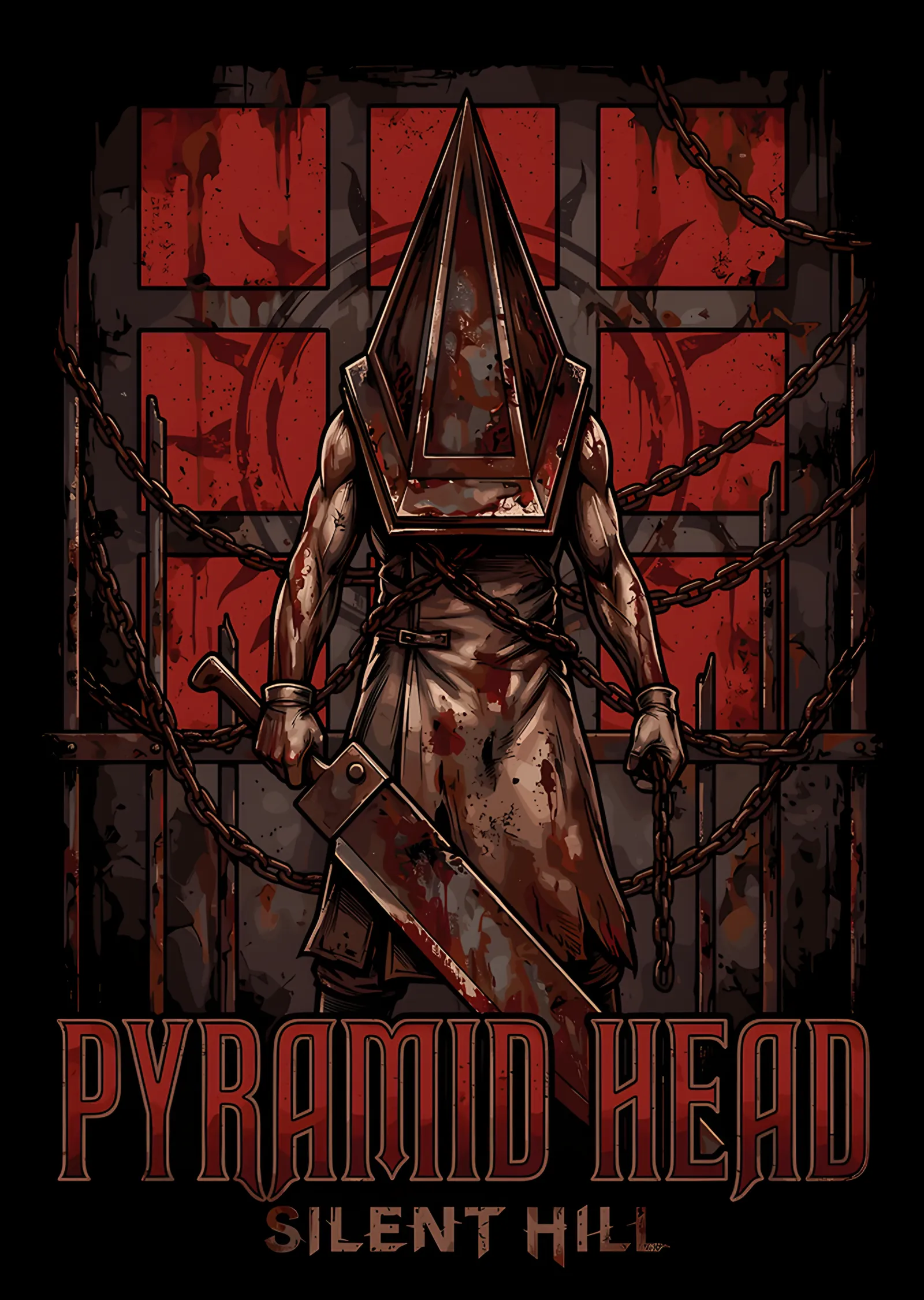 Silent Hill: Kızıl Panelde Piramit Kafa metal tablo