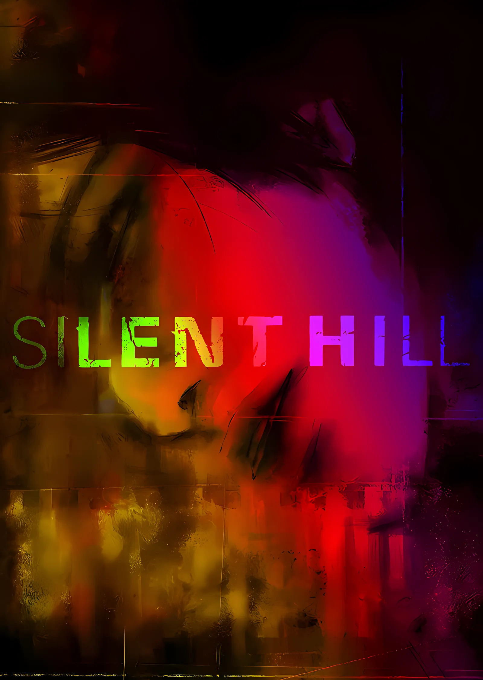 Silent Hill - Soyut Renk Sisi metal tablo