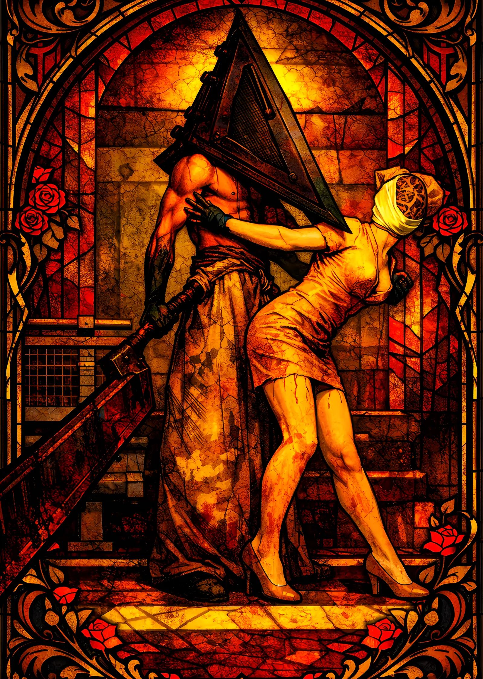 Silent Hill - Vitray Pyramid Head metal tablo